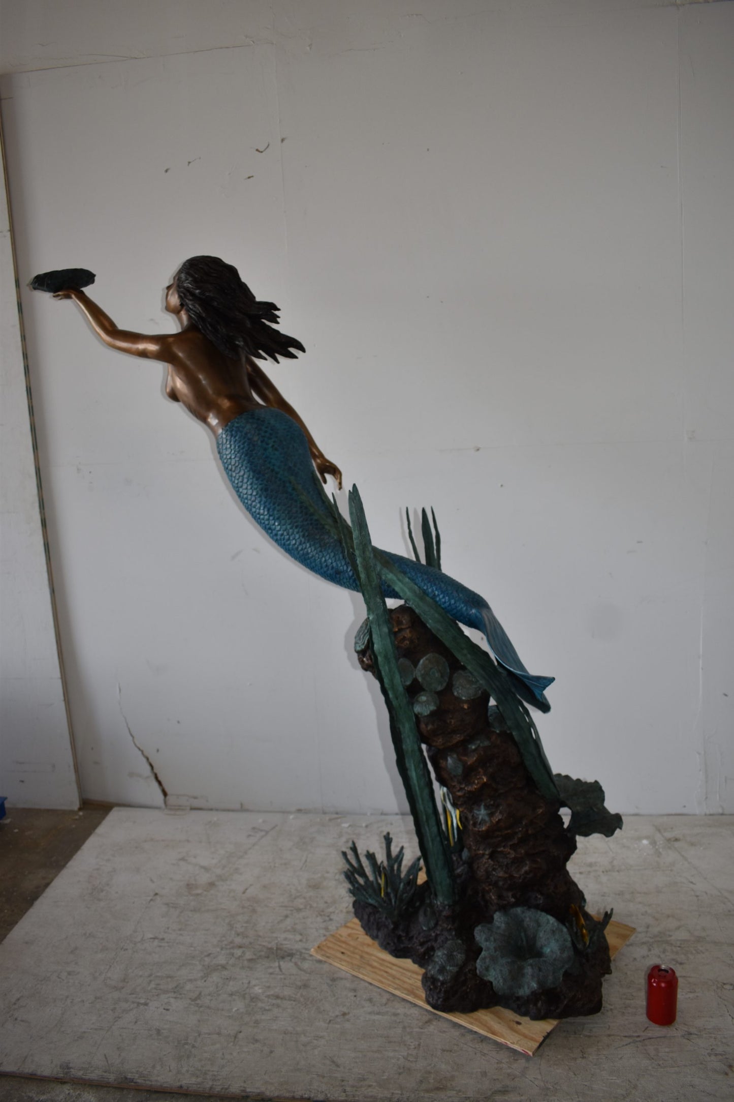 Mermaid With a Shell Bronze Fountain Statue Size: 24" x 60" x 70"H