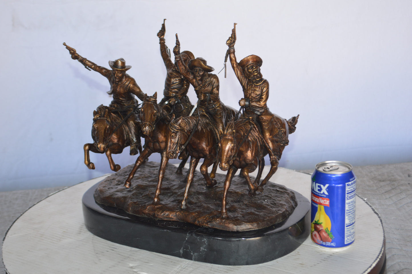 Coming Thru The Rye Small Remington Replica - Orrville Marble Base Bronze Statue, 14"L x 9"W x 13"H
