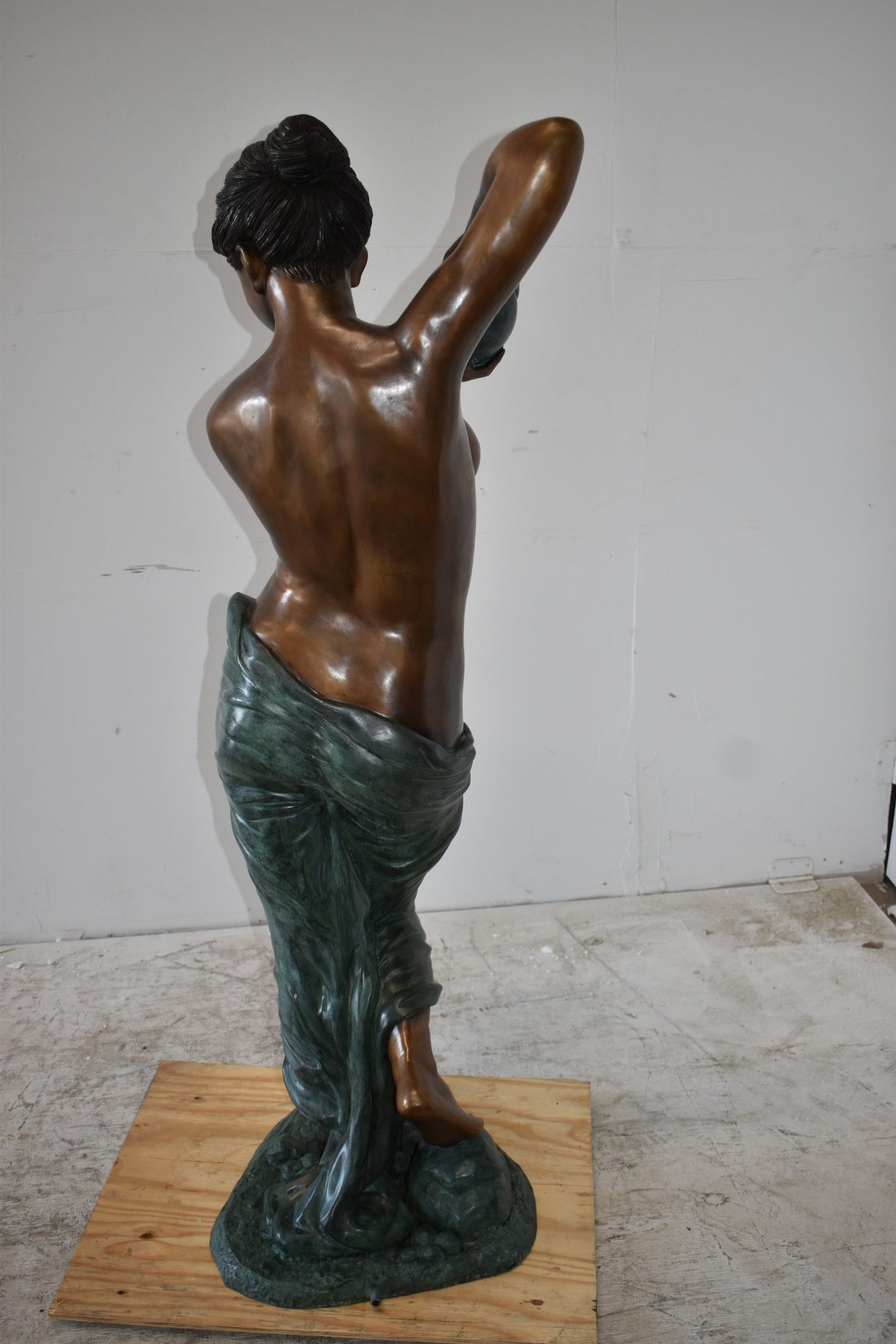 Girl With a Shell Fountain Bronze Statue Size: 18" x 19" x 52"H