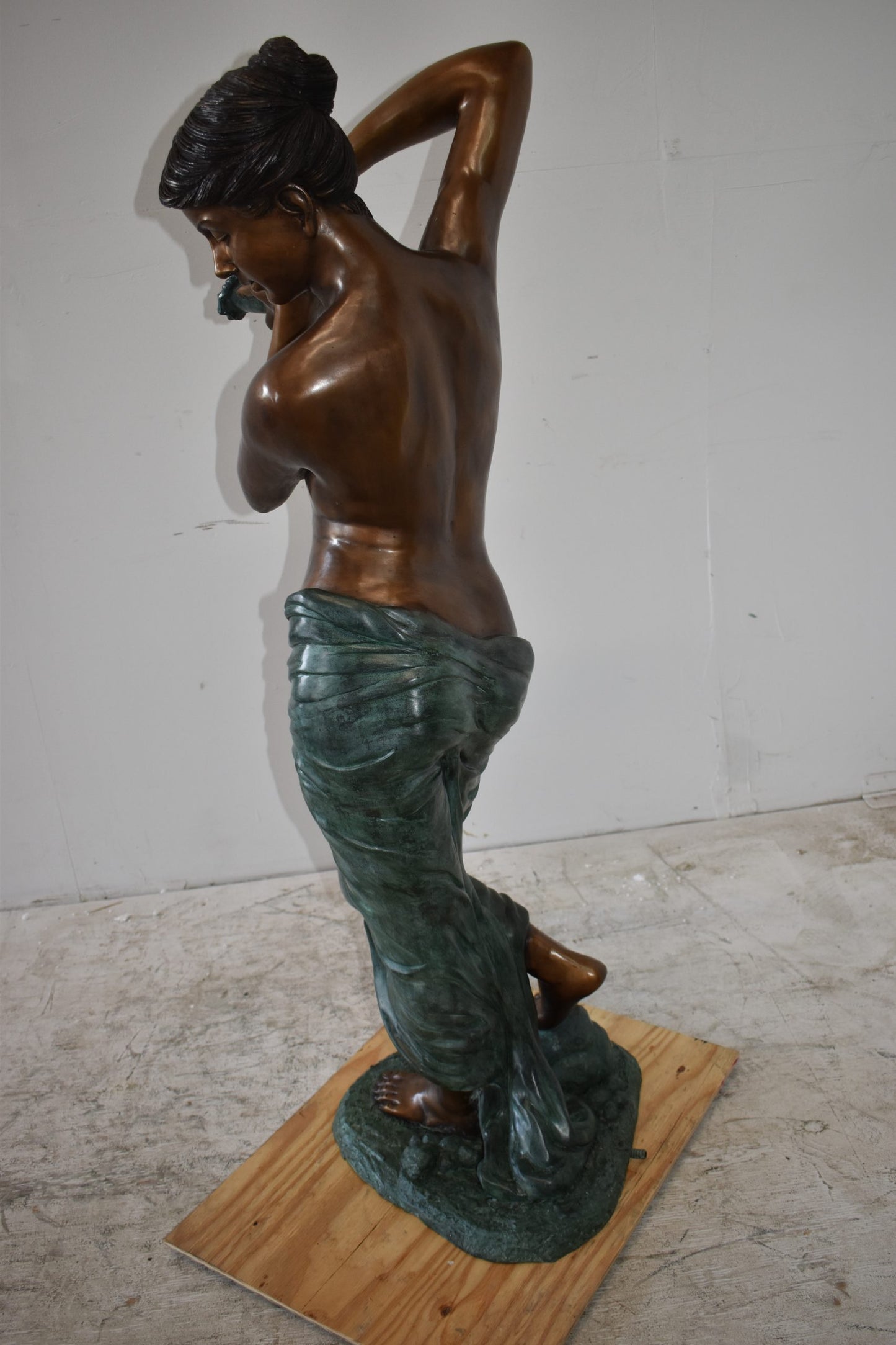Girl With a Shell Fountain Bronze Statue Size: 18" x 19" x 52"H