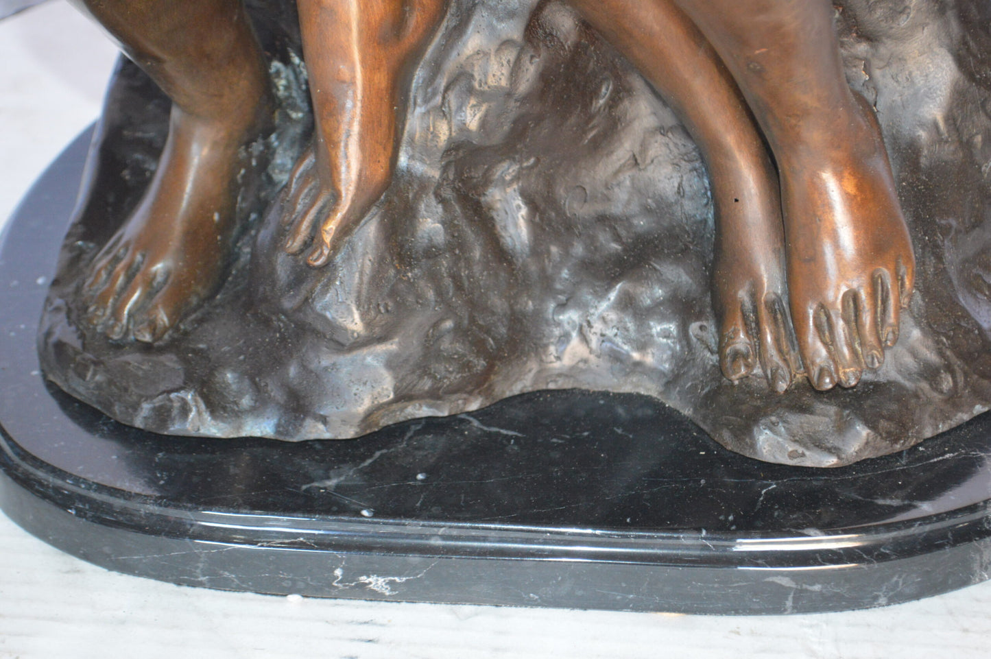 The Kiss replica by Rodin Medium Bronze Statue - Size: 15"L x 14"W x 22"H.