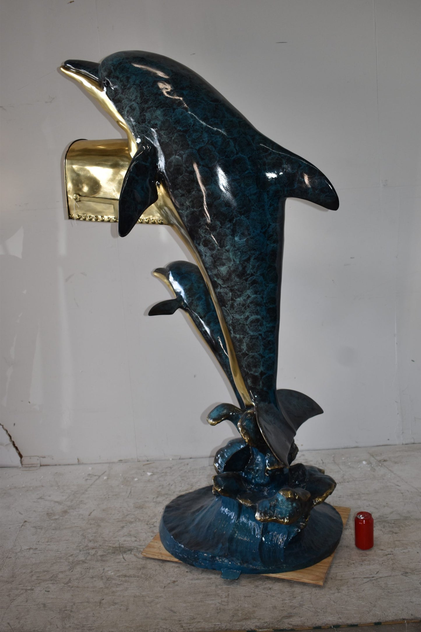 Two Dolphins Mailbox Made of Bronze Statue Size: 48" x 31" x 68"H