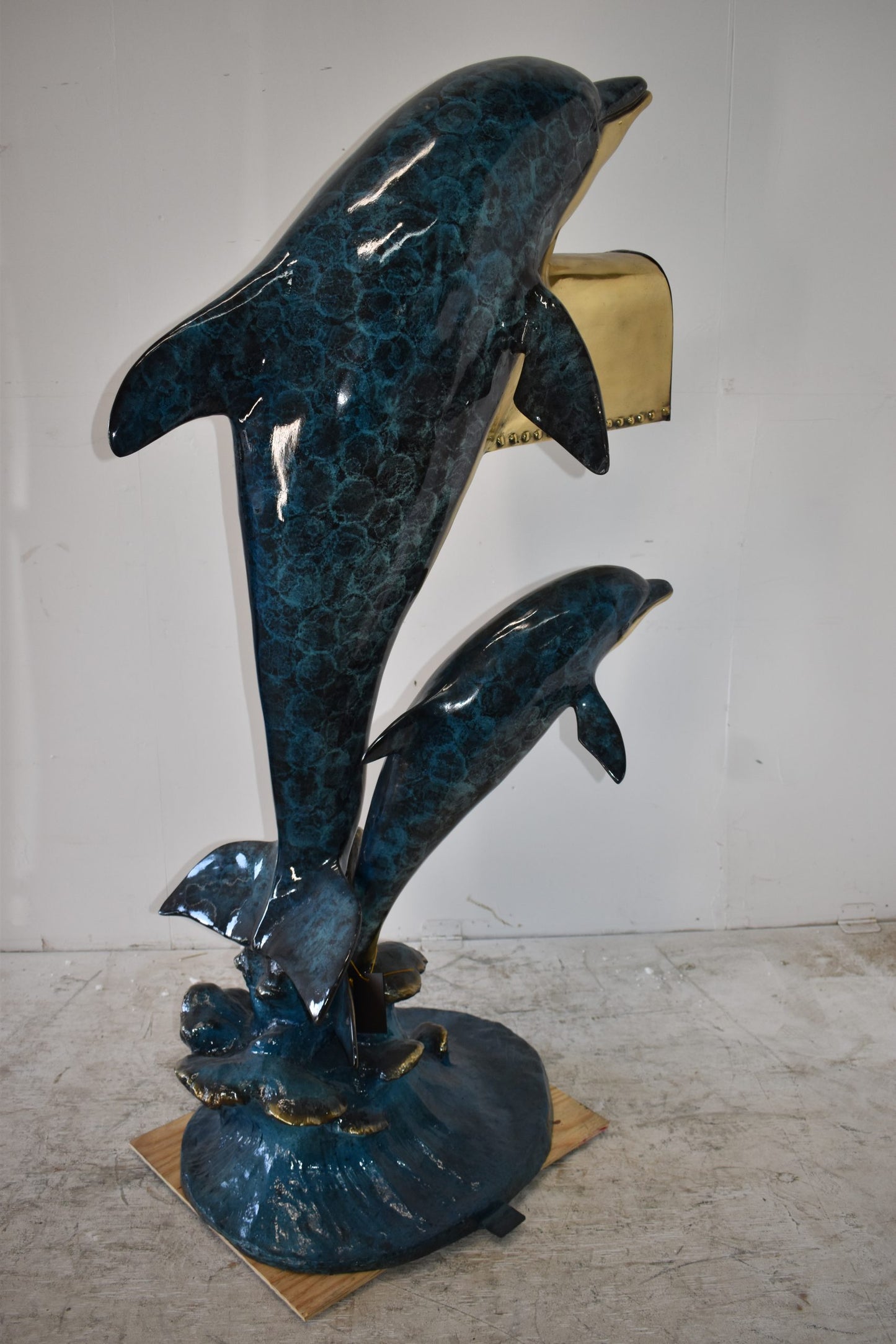 Two Dolphins Mailbox Made of Bronze Statue Size: 48" x 31" x 68"H
