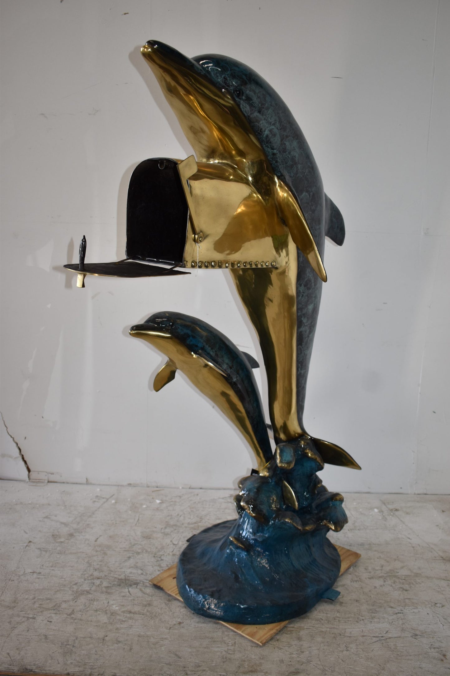 Two Dolphins Mailbox Made of Bronze Statue Size: 48" x 31" x 68"H