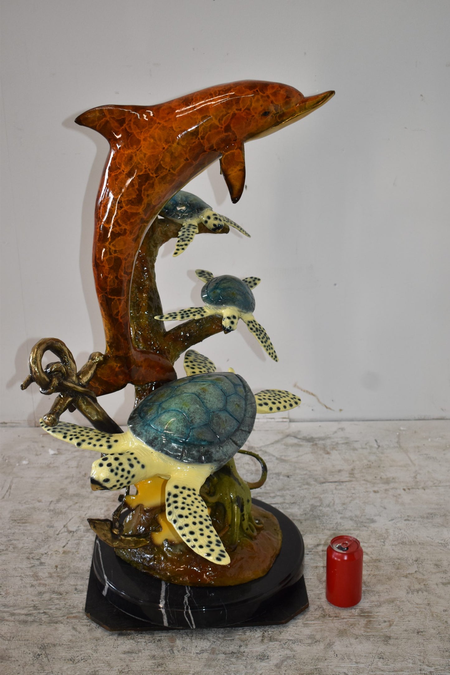 Dolphin Octopus and Three Turtles Fountain Bronze Statue Size: 28" x 21" x 35"H