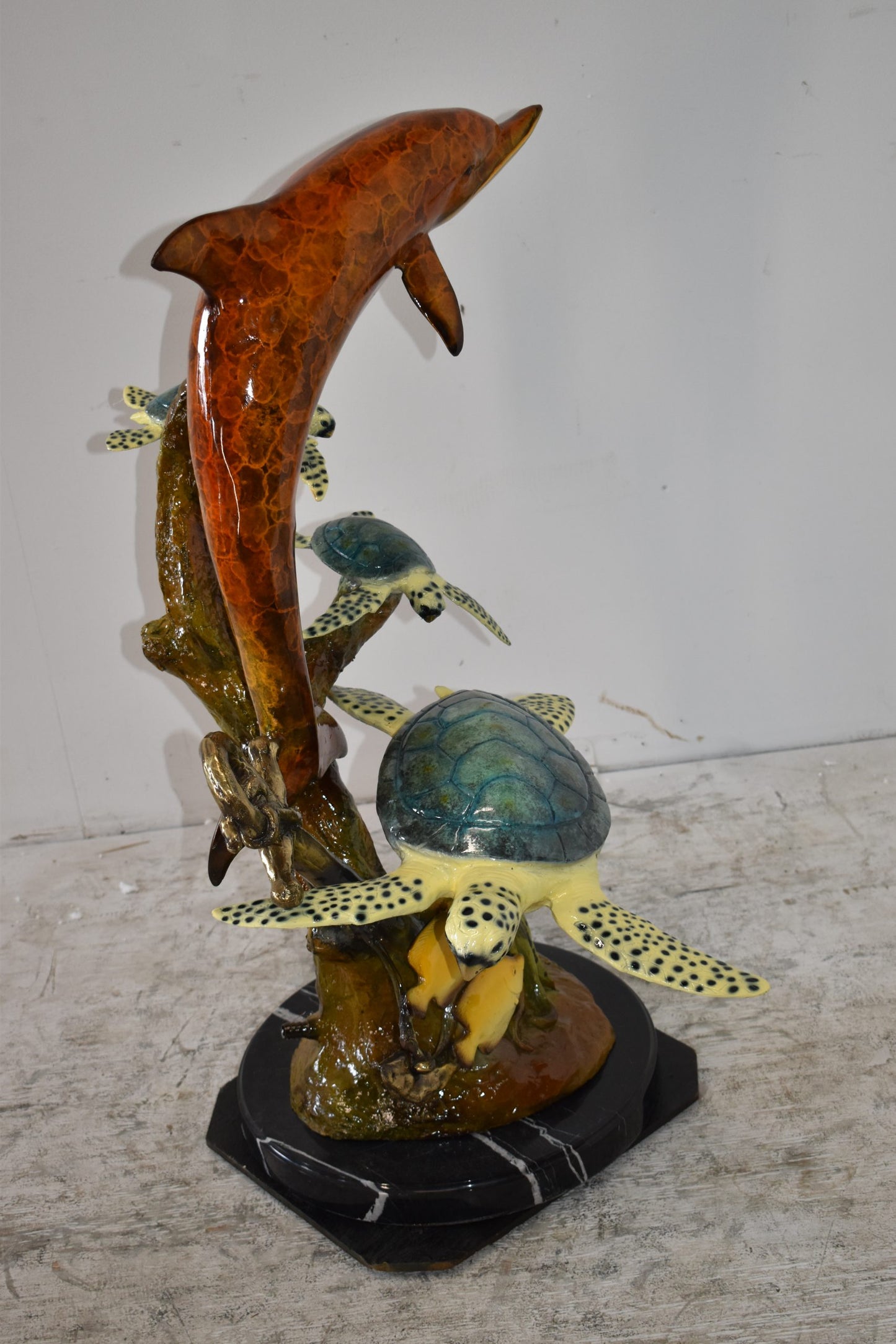 Dolphin Octopus and Three Turtles Fountain Bronze Statue Size: 28" x 21" x 35"H