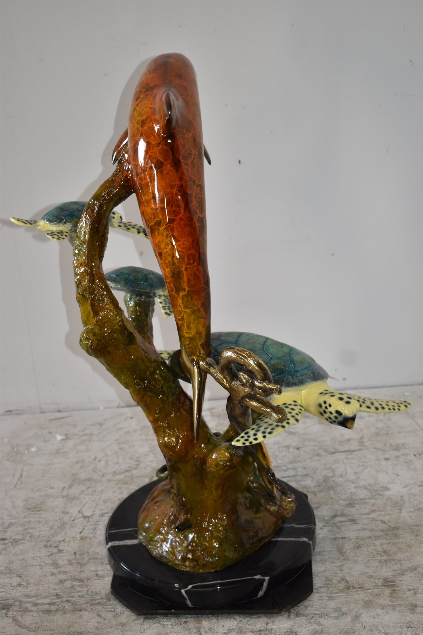 Dolphin Octopus and Three Turtles Fountain Bronze Statue Size: 28" x 21" x 35"H