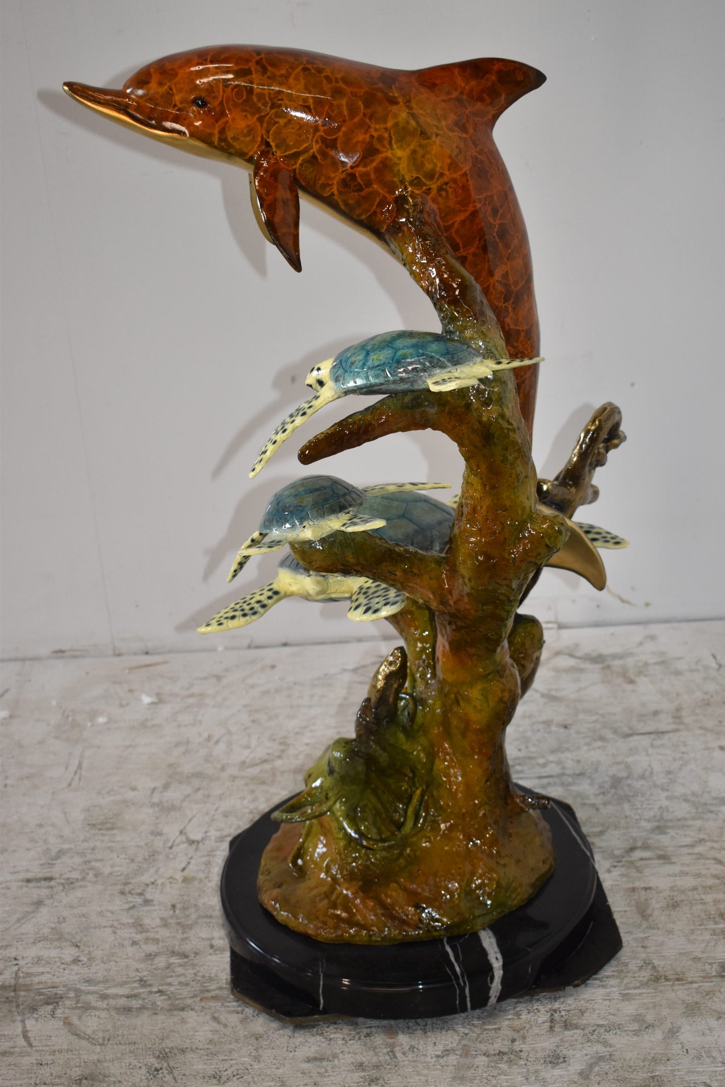 Dolphin Octopus and Three Turtles Fountain Bronze Statue Size: 28" x 21" x 35"H