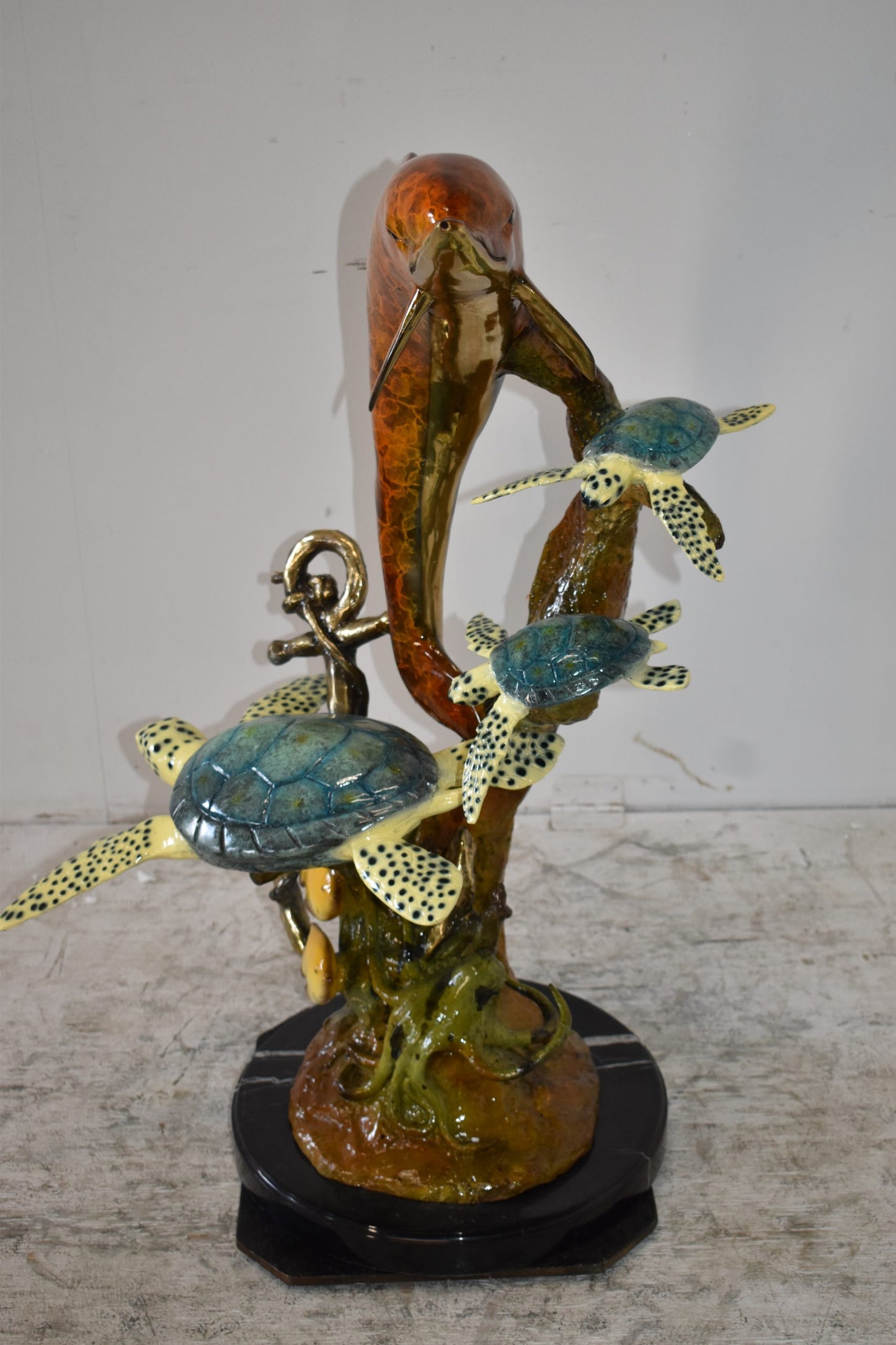 Dolphin Octopus and Three Turtles Fountain Bronze Statue Size: 28" x 21" x 35"H