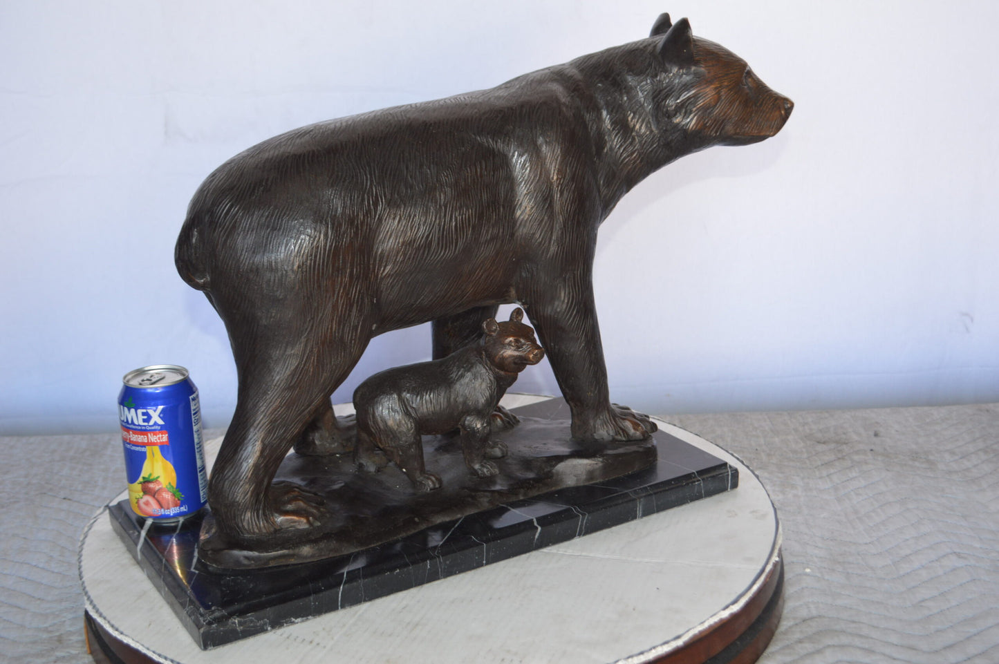 Bear Standing with cub Bronze Statue -  Size: 26"L x 10"W x 17"H.