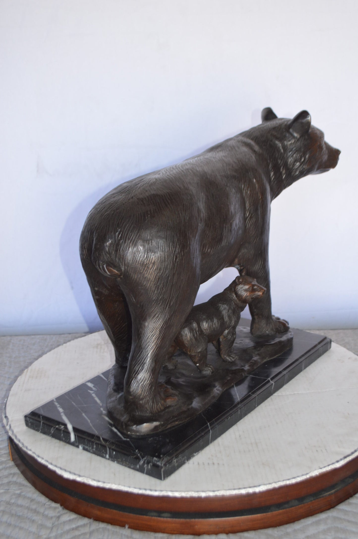 Bear Standing with cub Bronze Statue -  Size: 26"L x 10"W x 17"H.