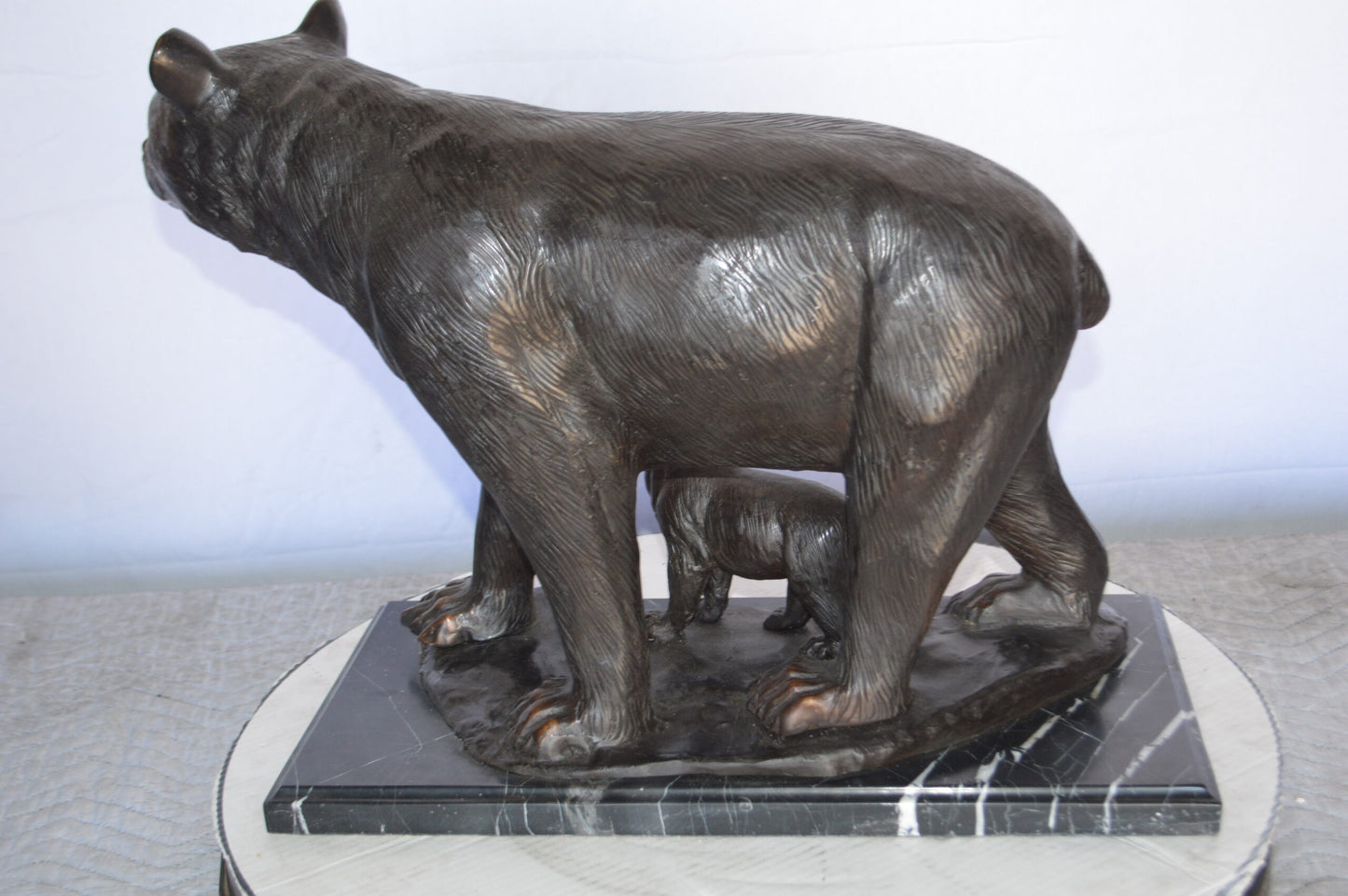 Bear Standing with cub Bronze Statue -  Size: 26"L x 10"W x 17"H.