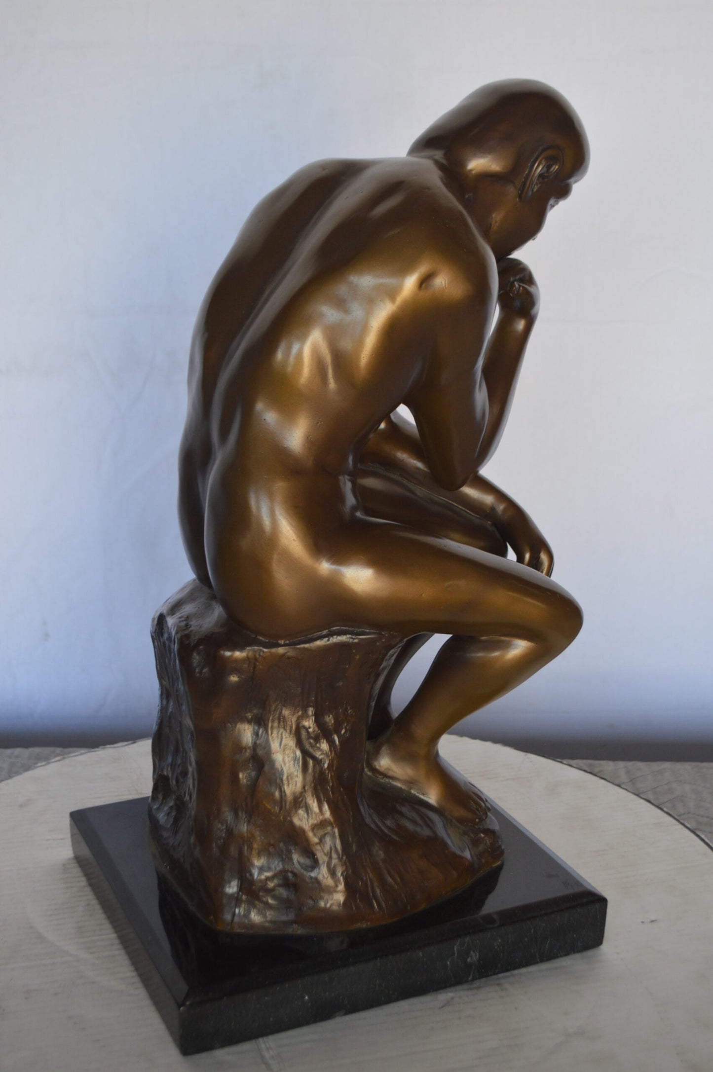 The Thinker by Rodin Bronze Statue Replica - Size: 10"L x 11"W x 20"H.