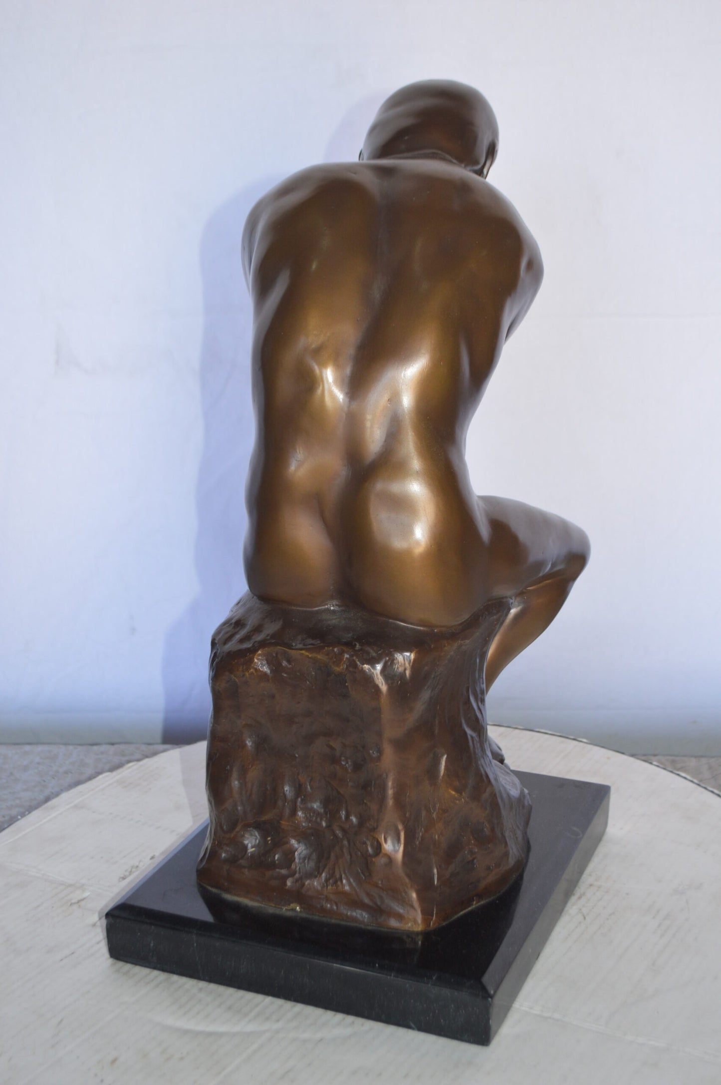 The Thinker by Rodin Bronze Statue Replica - Size: 10"L x 11"W x 20"H.