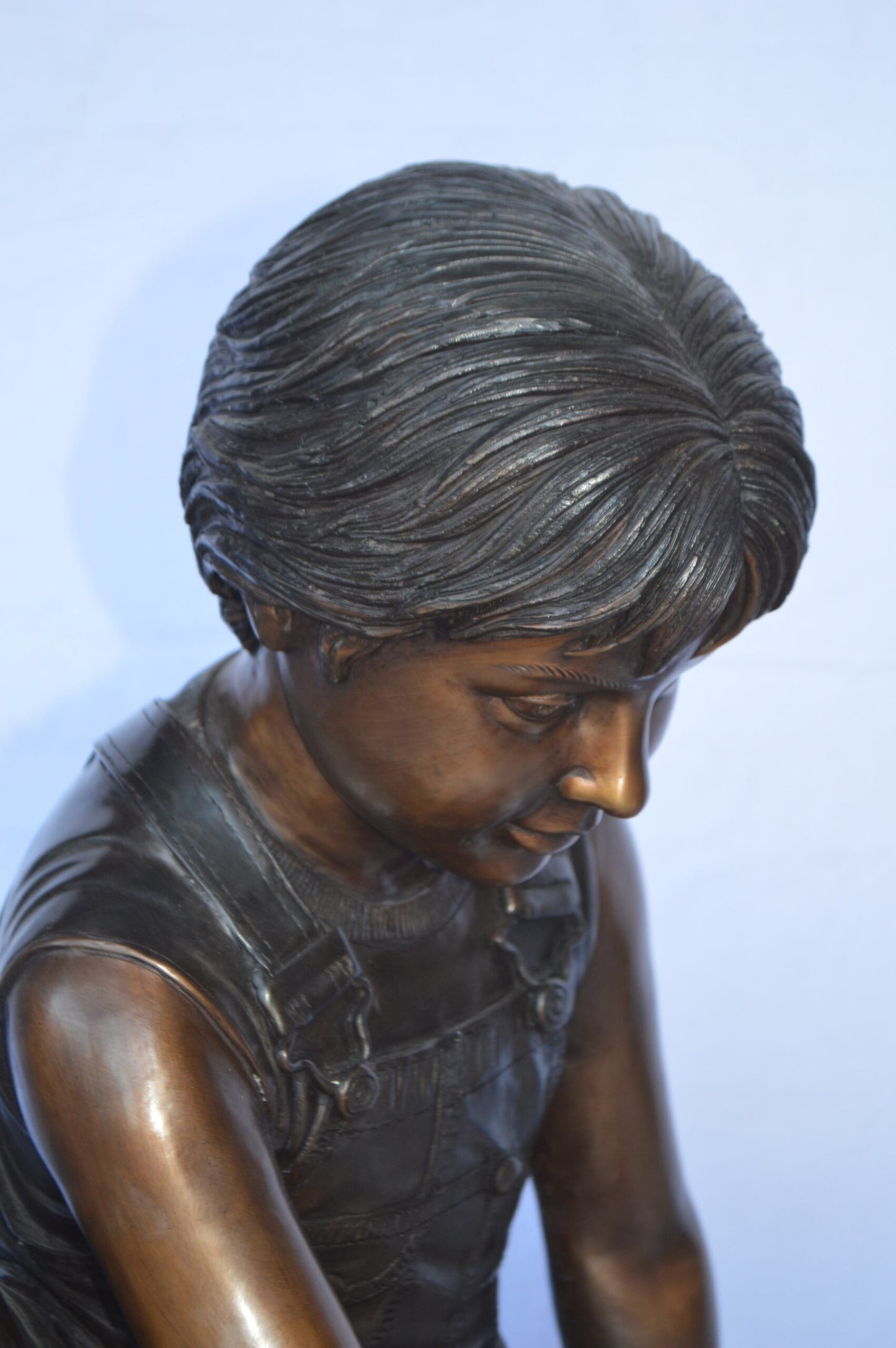 Boy Push Turtle Bronze Statue Fountain  -  Size: 18"L x 20"W x 19"H.