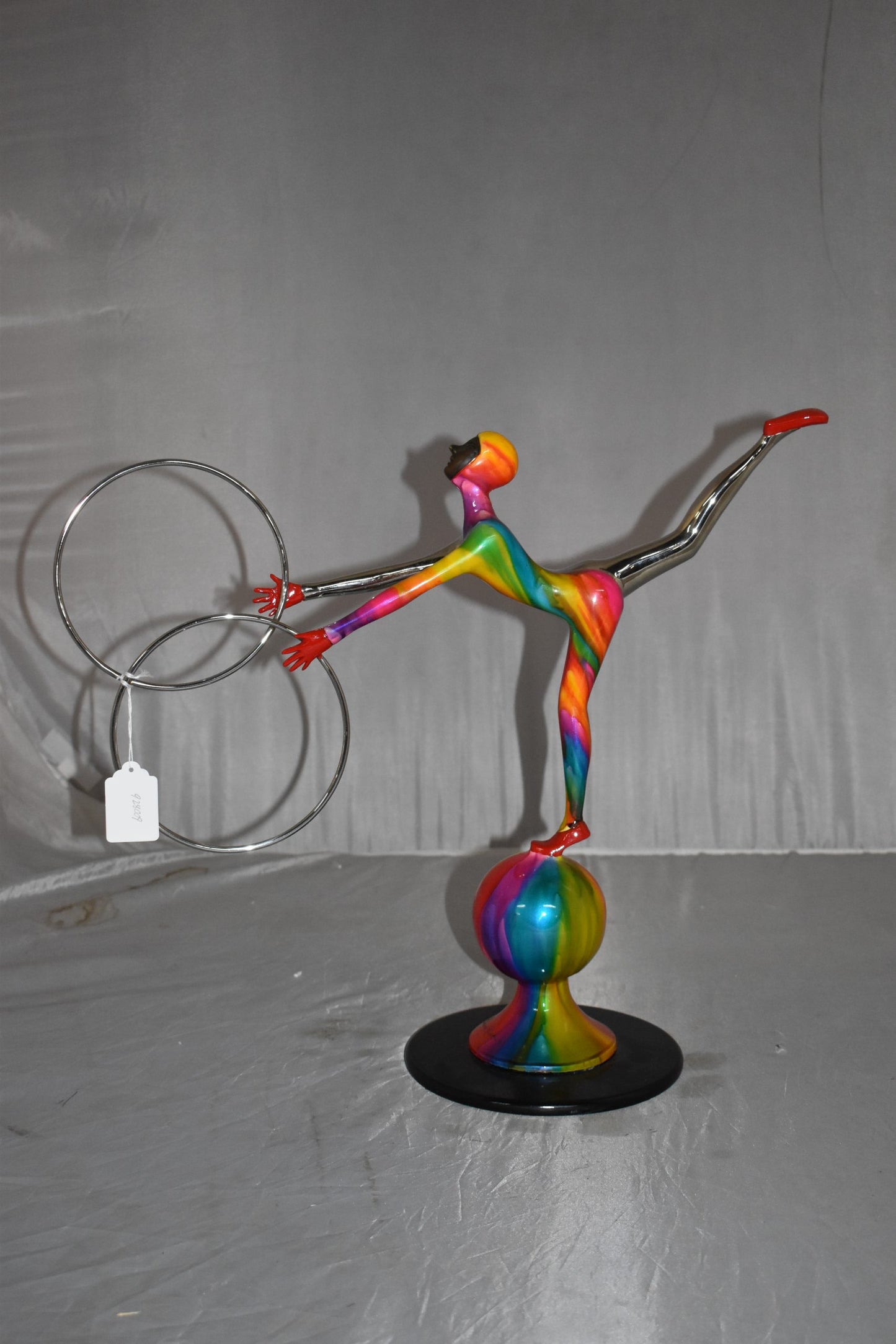 Liliana Mendez Bronze Clown on A Ball Juggling Rings Size: 21" x 8" x 18"H
