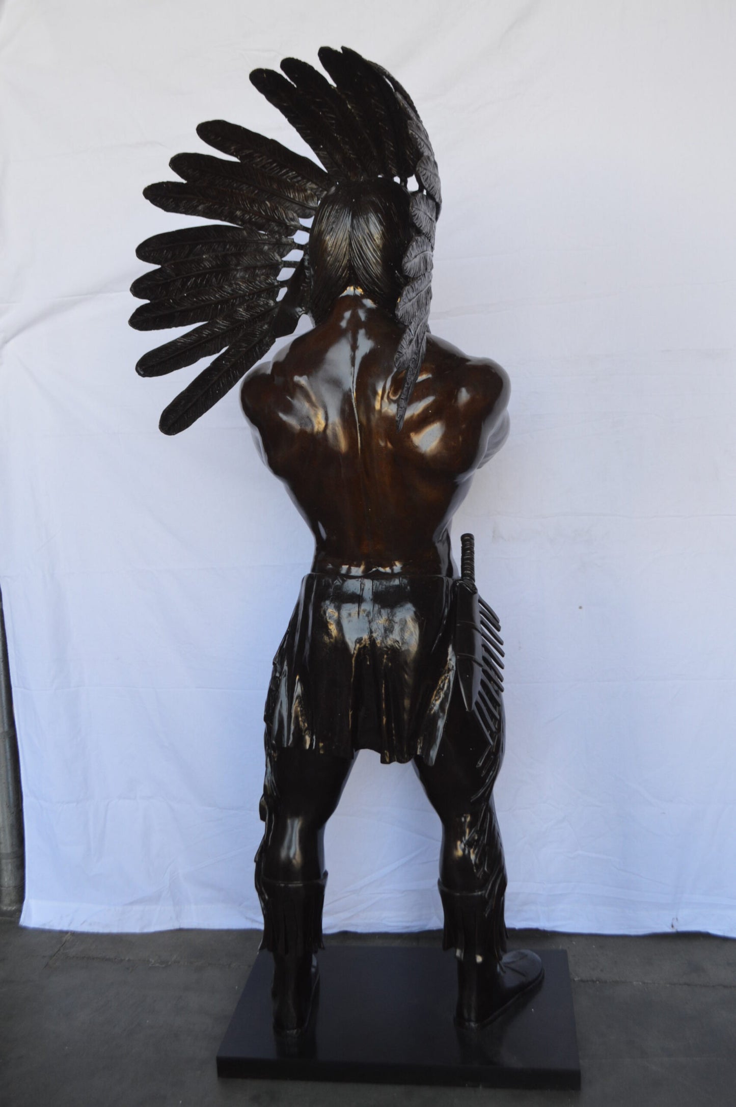 Indian Man Standing Bronze Statue Life Size - Size: 30"L x 28"W x 79"H.