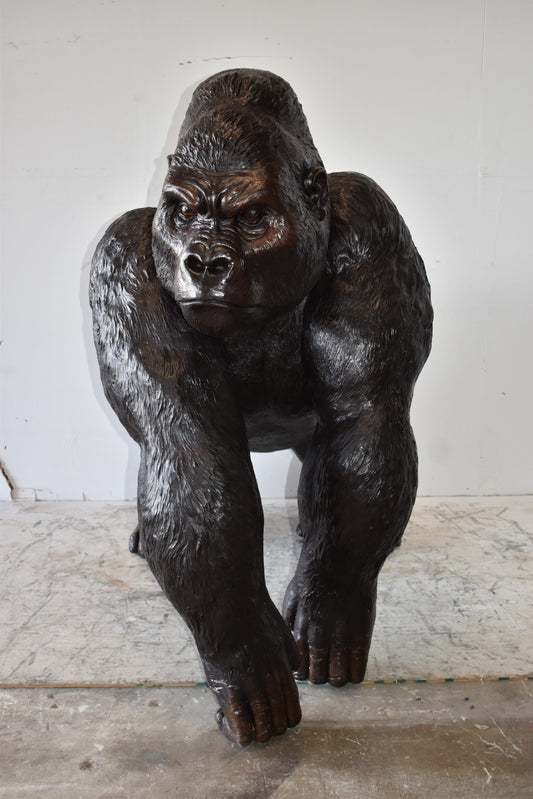 Giant King Kong Gorilla Looking Around Bronze Statue Size: 58" x 38" x 60"H