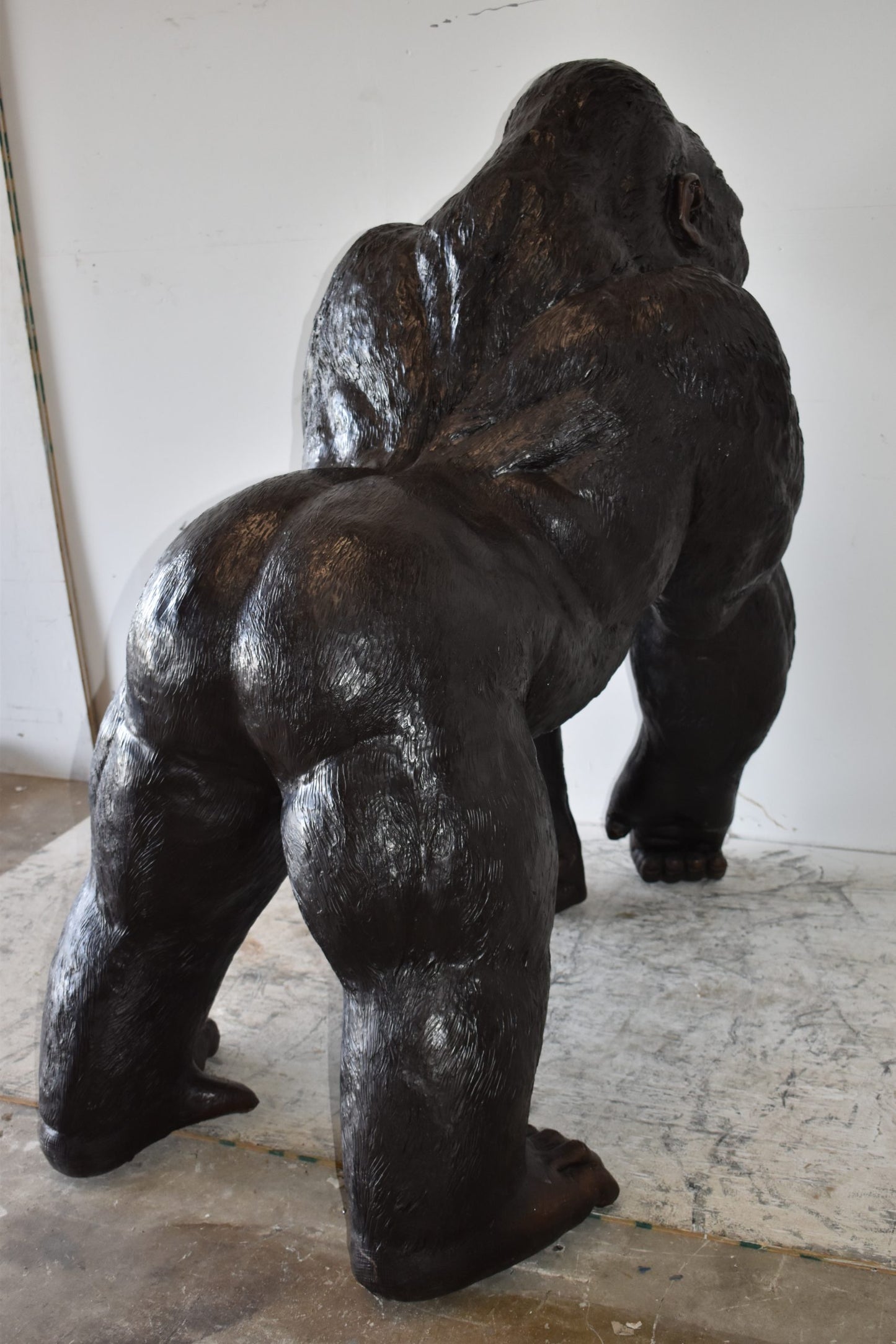 Giant King Kong Gorilla Looking Around Bronze Statue Size: 58" x 38" x 60"H