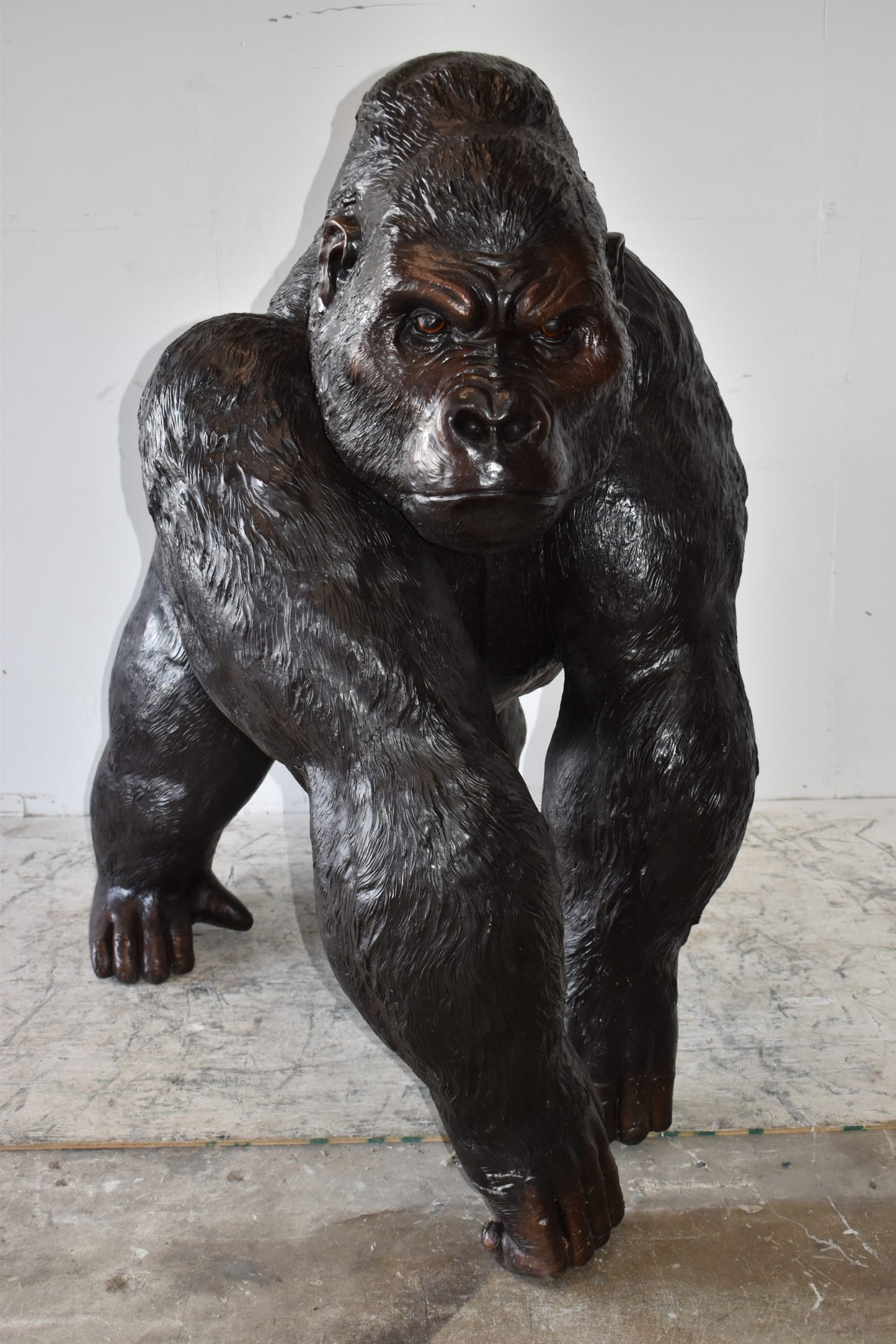 Giant King Kong Gorilla Looking Around Bronze Statue Size: 58" x 38" x 60"H
