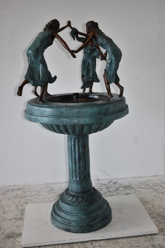 Four Ladies Dancing on A Tray Bronze Fountain Size: 27" x 27" x 52"H