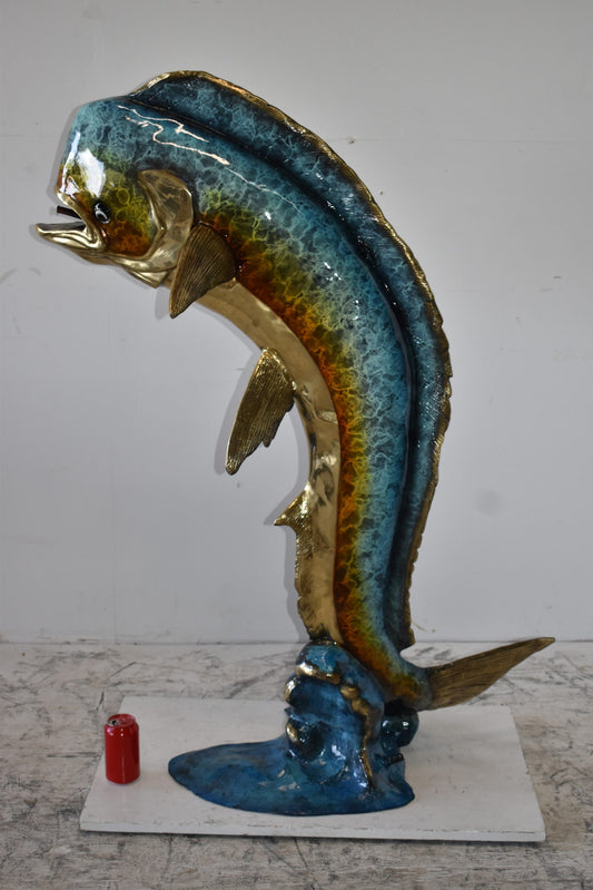 Mahi Mahi Dorado Fish Large Bronze Statue Fountain Size: 40" x 22" x 52"H