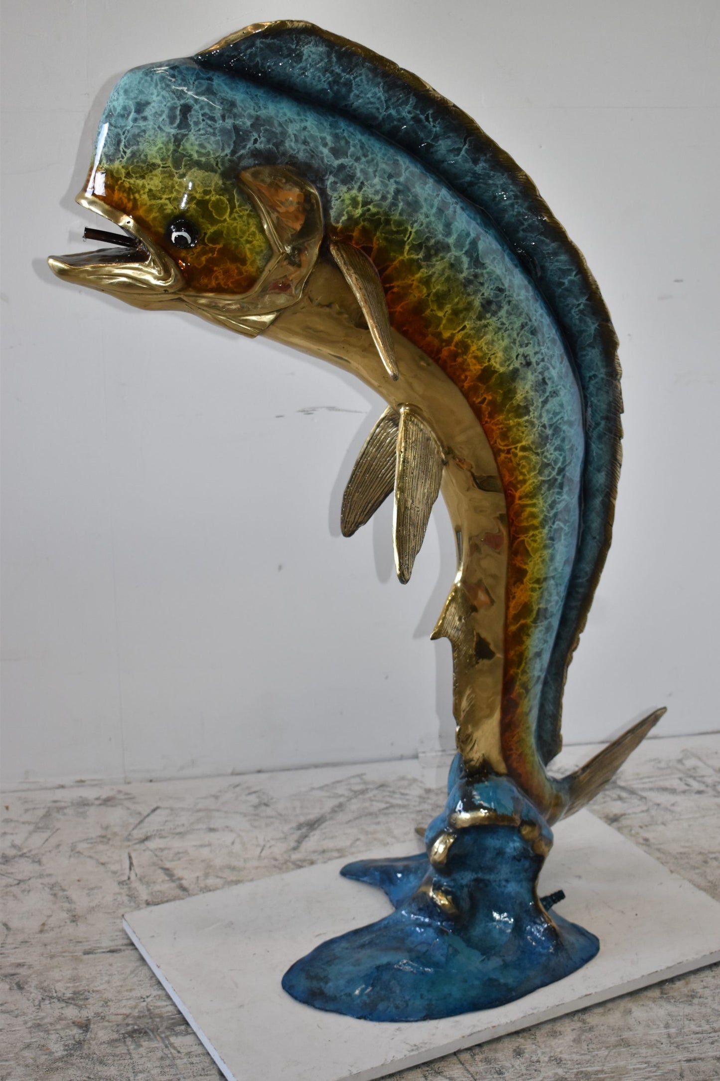 Mahi Mahi Dorado Fish Large Bronze Statue Fountain Size: 40" x 22" x 52"H