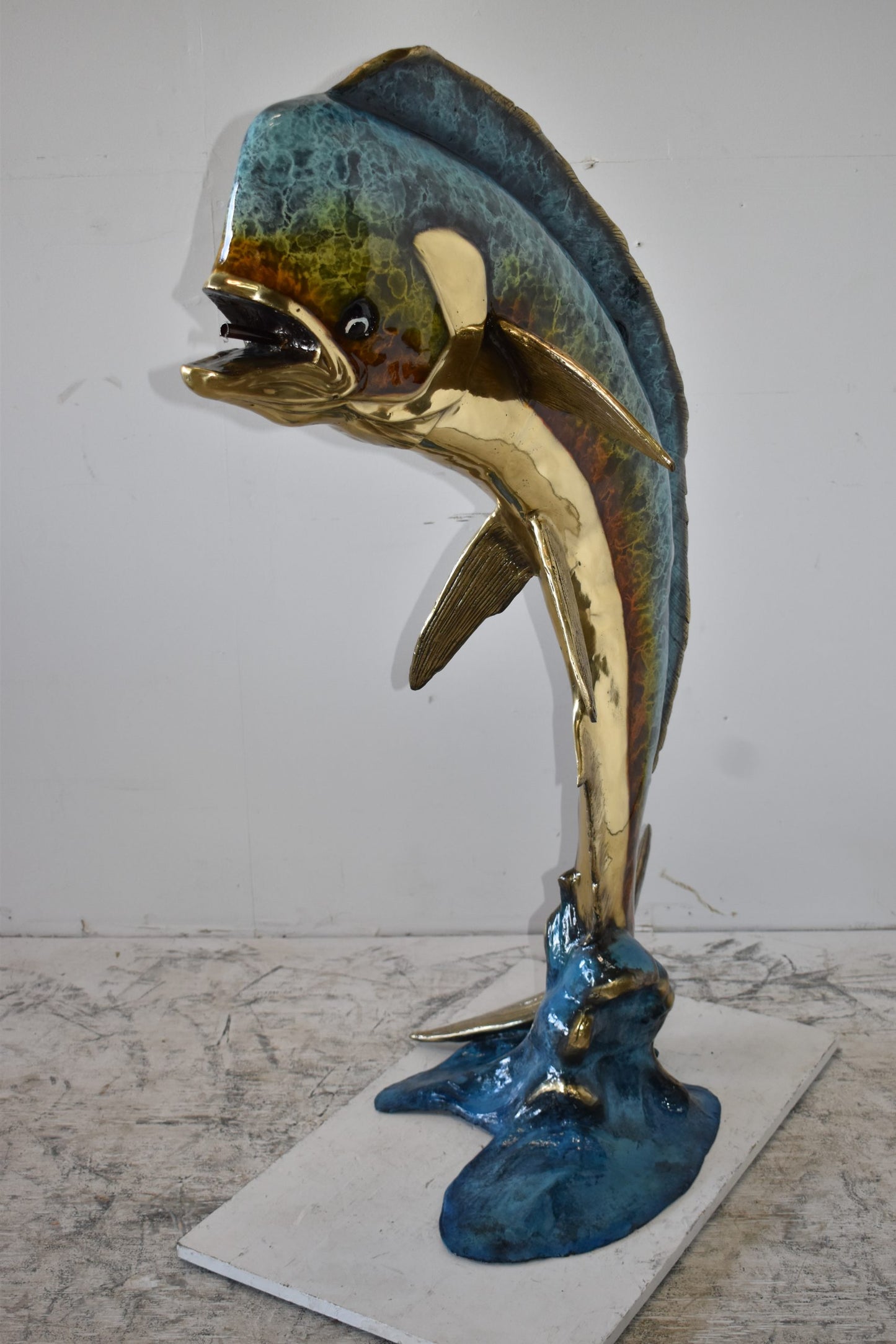 Mahi Mahi Dorado Fish Large Bronze Statue Fountain Size: 40" x 22" x 52"H