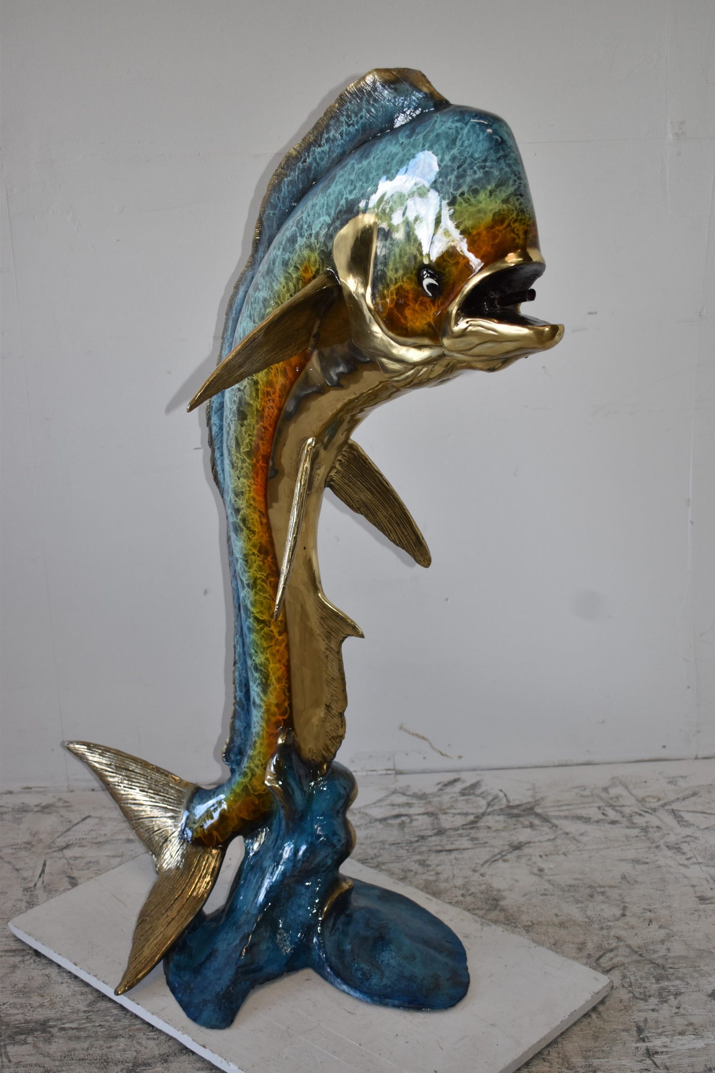 Mahi Mahi Dorado Fish Large Bronze Statue Fountain Size: 40" x 22" x 52"H