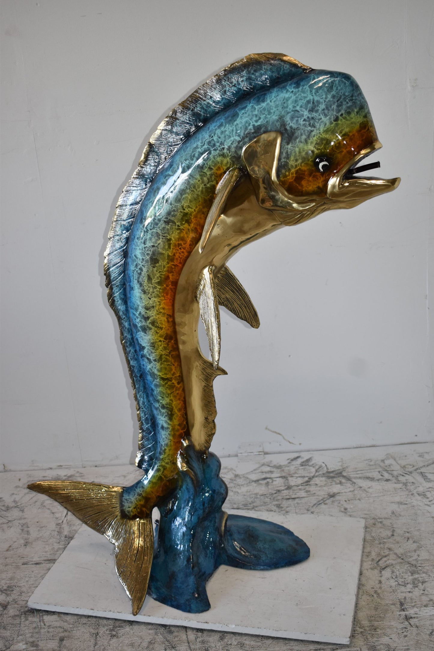 Mahi Mahi Dorado Fish Large Bronze Statue Fountain Size: 40" x 22" x 52"H