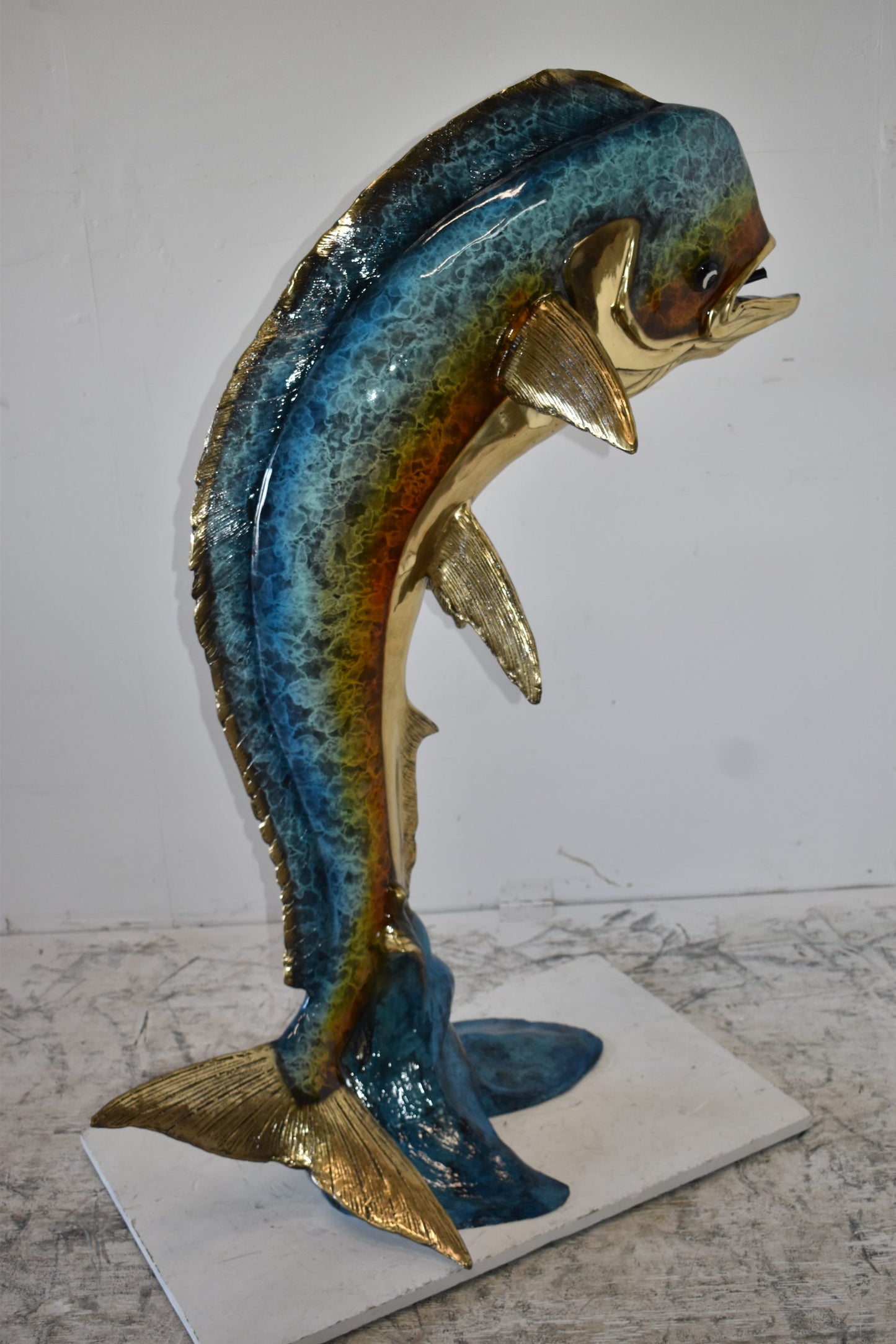 Mahi Mahi Dorado Fish Large Bronze Statue Fountain Size: 40" x 22" x 52"H