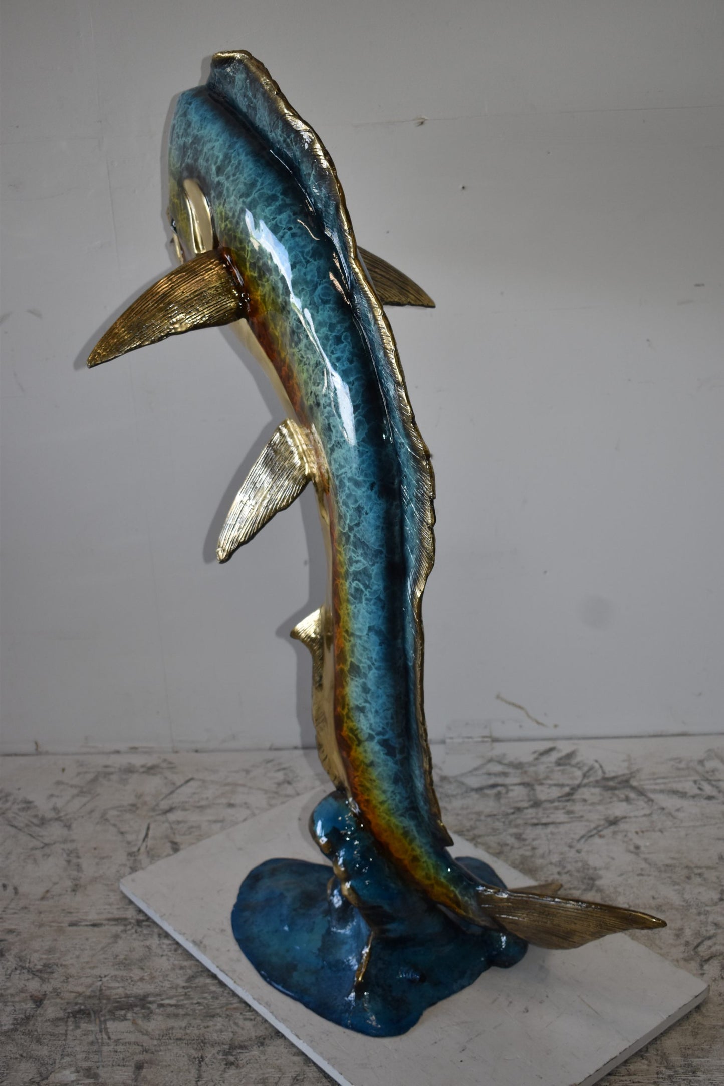Mahi Mahi Dorado Fish Large Bronze Statue Fountain Size: 40" x 22" x 52"H