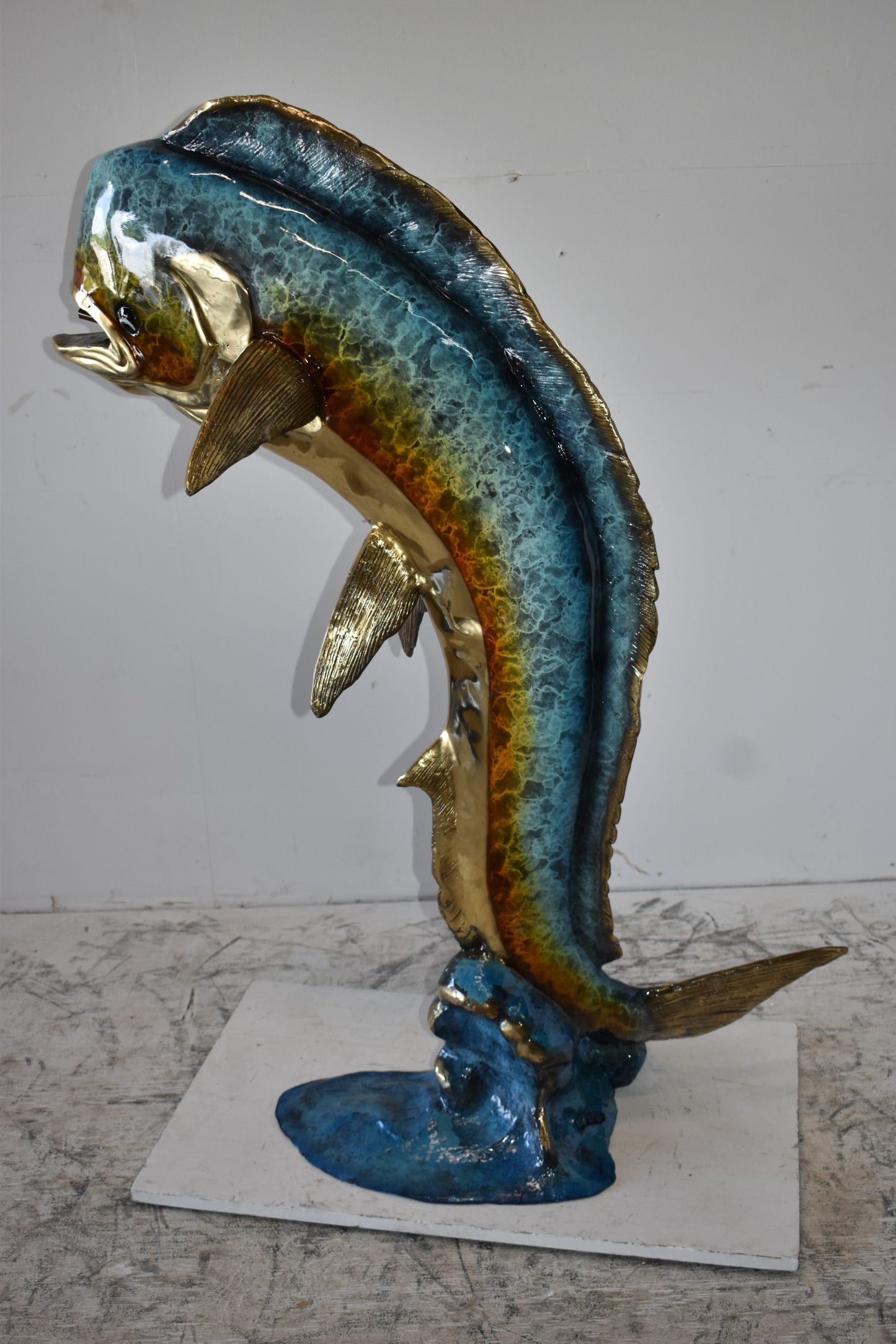 Mahi Mahi Dorado Fish Large Bronze Statue Fountain Size: 40" x 22" x 52"H