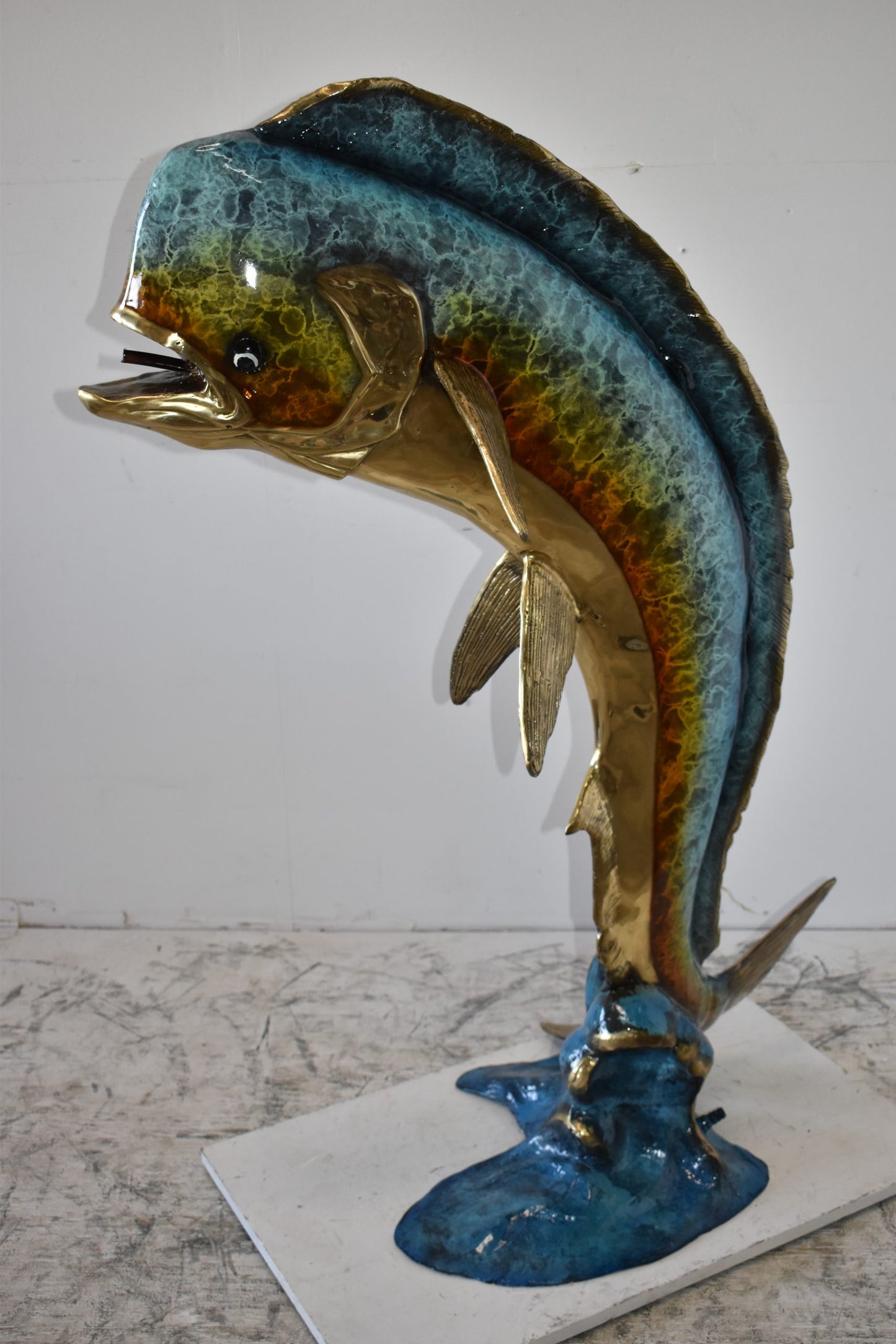Mahi Mahi Dorado Fish Large Bronze Statue Fountain Size: 40" x 22" x 52"H