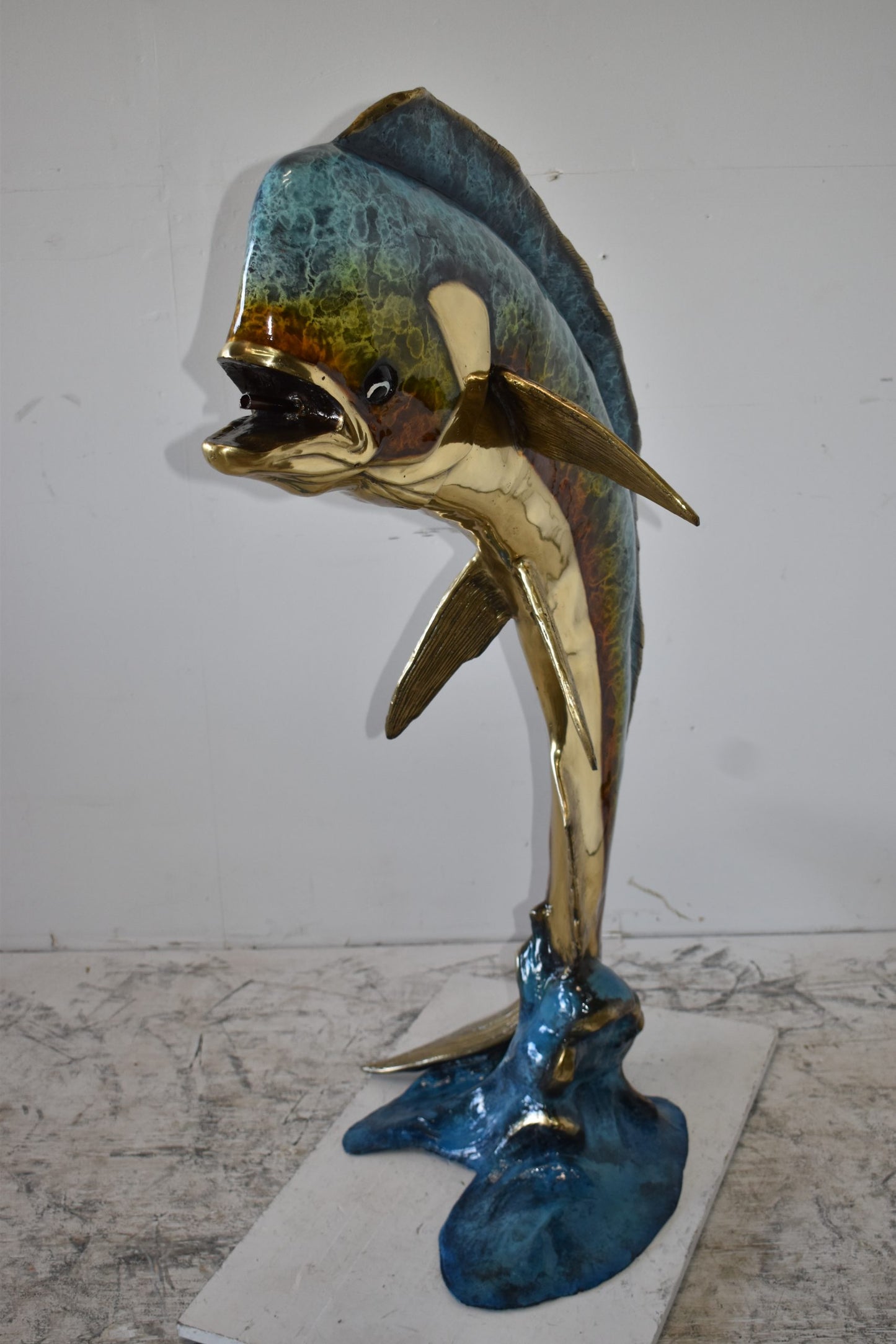 Mahi Mahi Dorado Fish Large Bronze Statue Fountain Size: 40" x 22" x 52"H