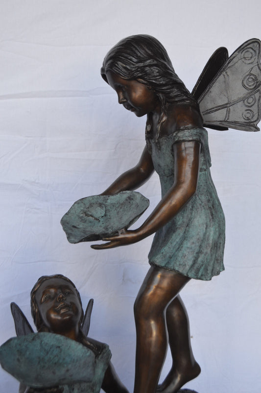 Four Angels Playing Bronze Statue Fountain  -  Size: 35"L x 28"W x 66"H.