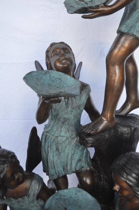 Four Angels Playing Bronze Statue Fountain - Size: 35"L x 28"W x 66"H.