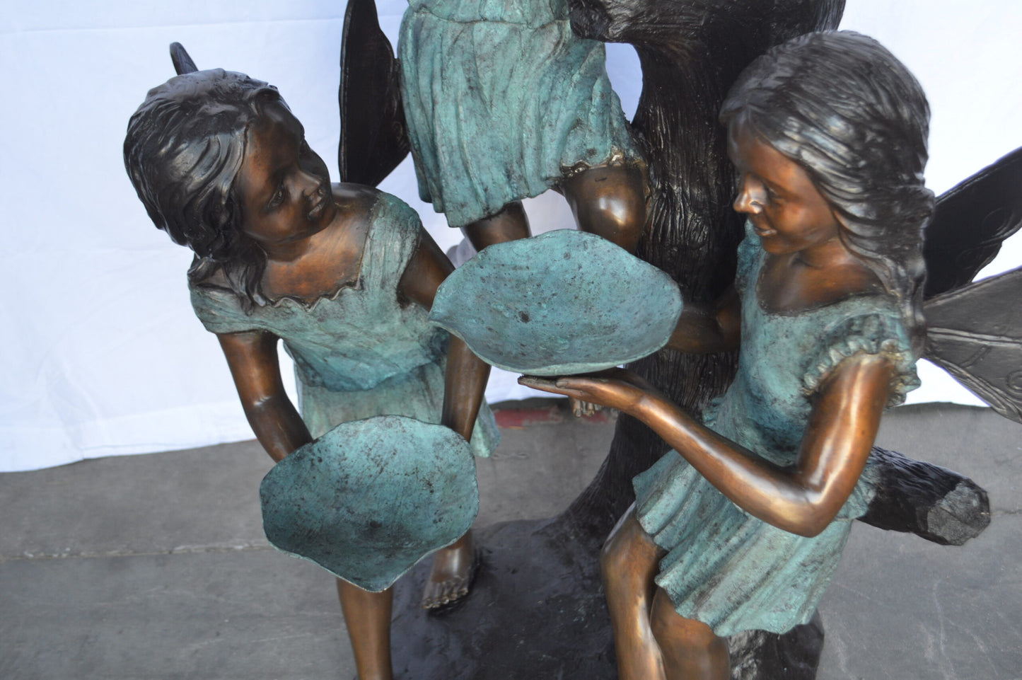 Four Angels Playing Bronze Statue Fountain  -  Size: 35"L x 28"W x 66"H.