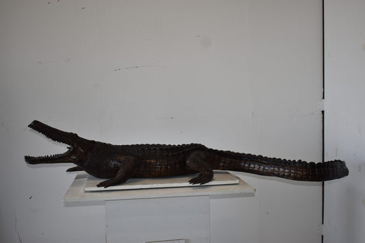 Large Crocodile Looking for His Prey Bronze Fountain Size: 78" x 24" x 14"H