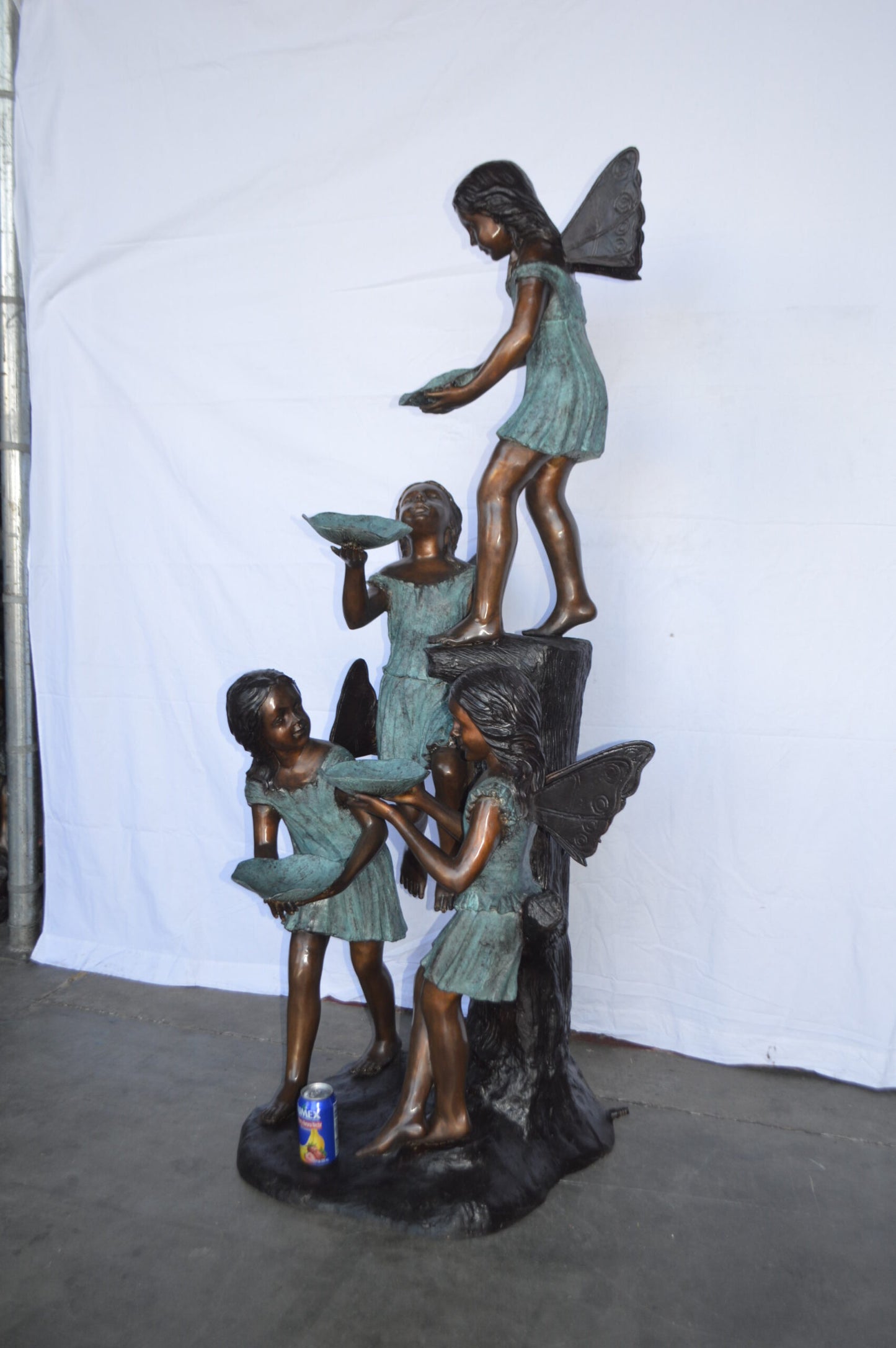 Four Angels Playing Bronze Statue Fountain  -  Size: 35"L x 28"W x 66"H.