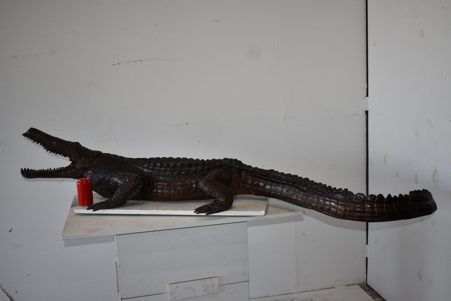 Large Crocodile Looking for His Prey Bronze Fountain Size: 78" x 24" x 14"H
