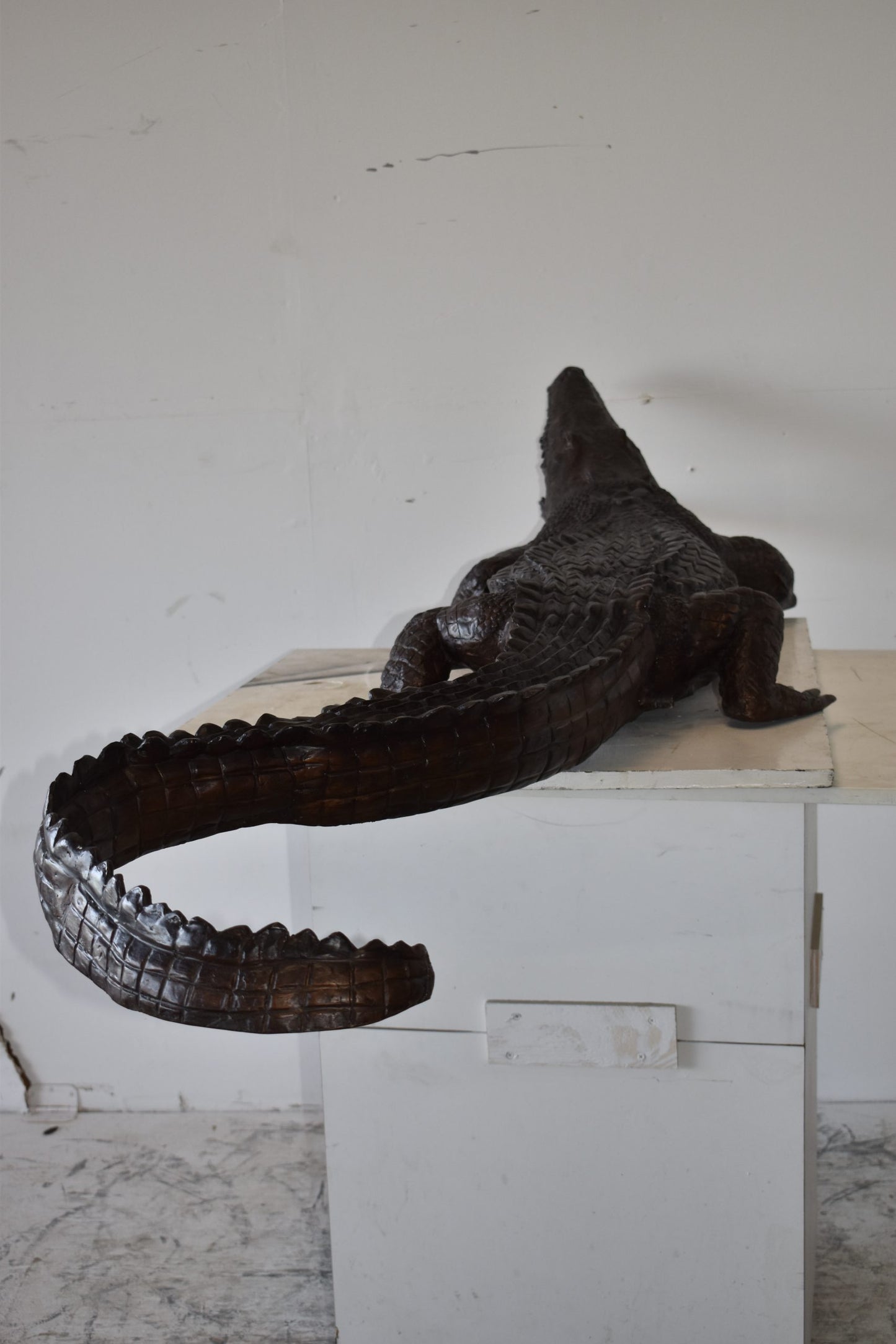 Large Crocodile Looking for His Prey Bronze Fountain Size: 78" x 24" x 14"H