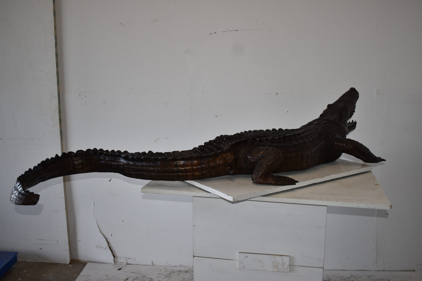 Large Crocodile Looking for His Prey Bronze Fountain Size: 78" x 24" x 14"H