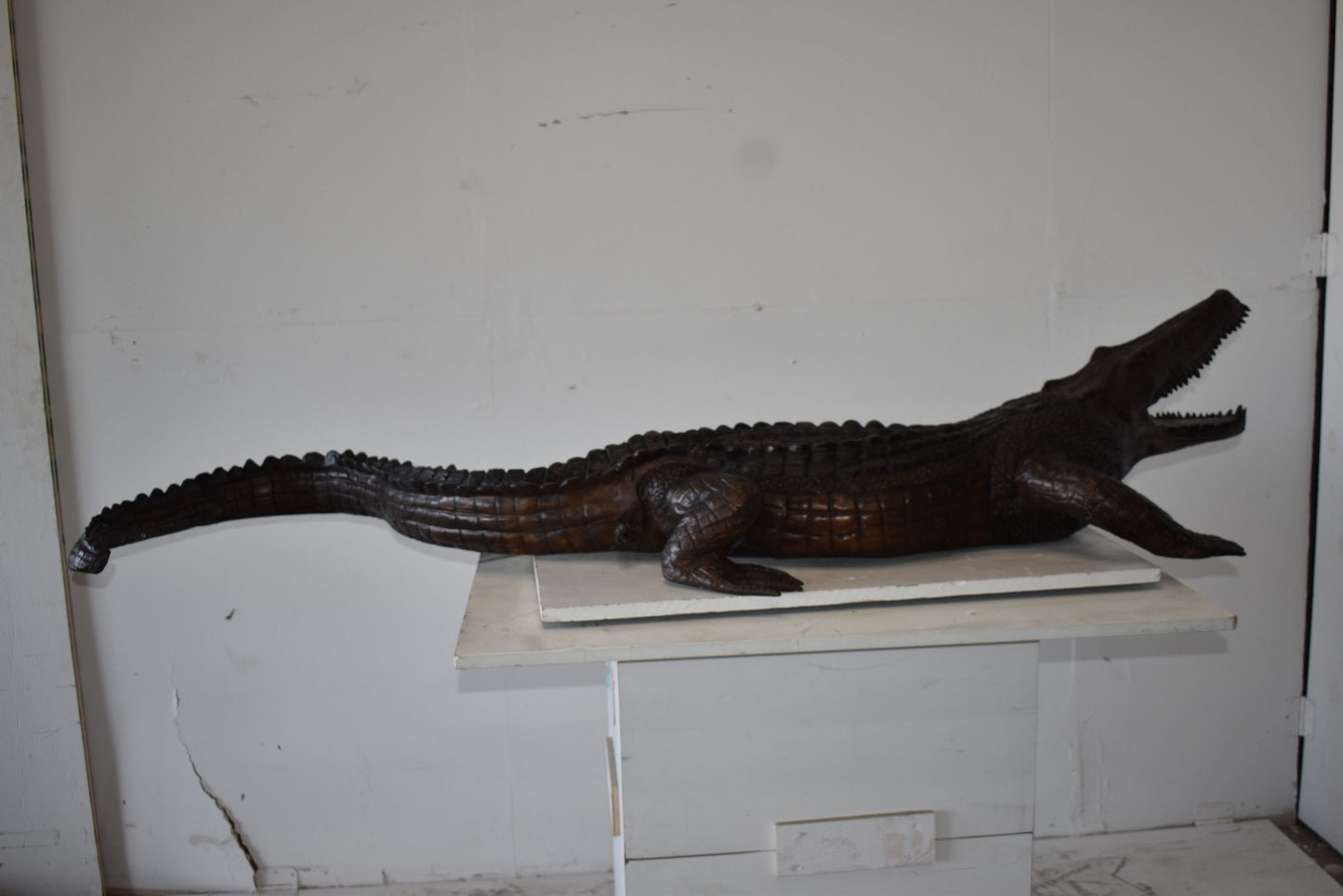 Large Crocodile Looking for His Prey Bronze Fountain Size: 78" x 24" x 14"H