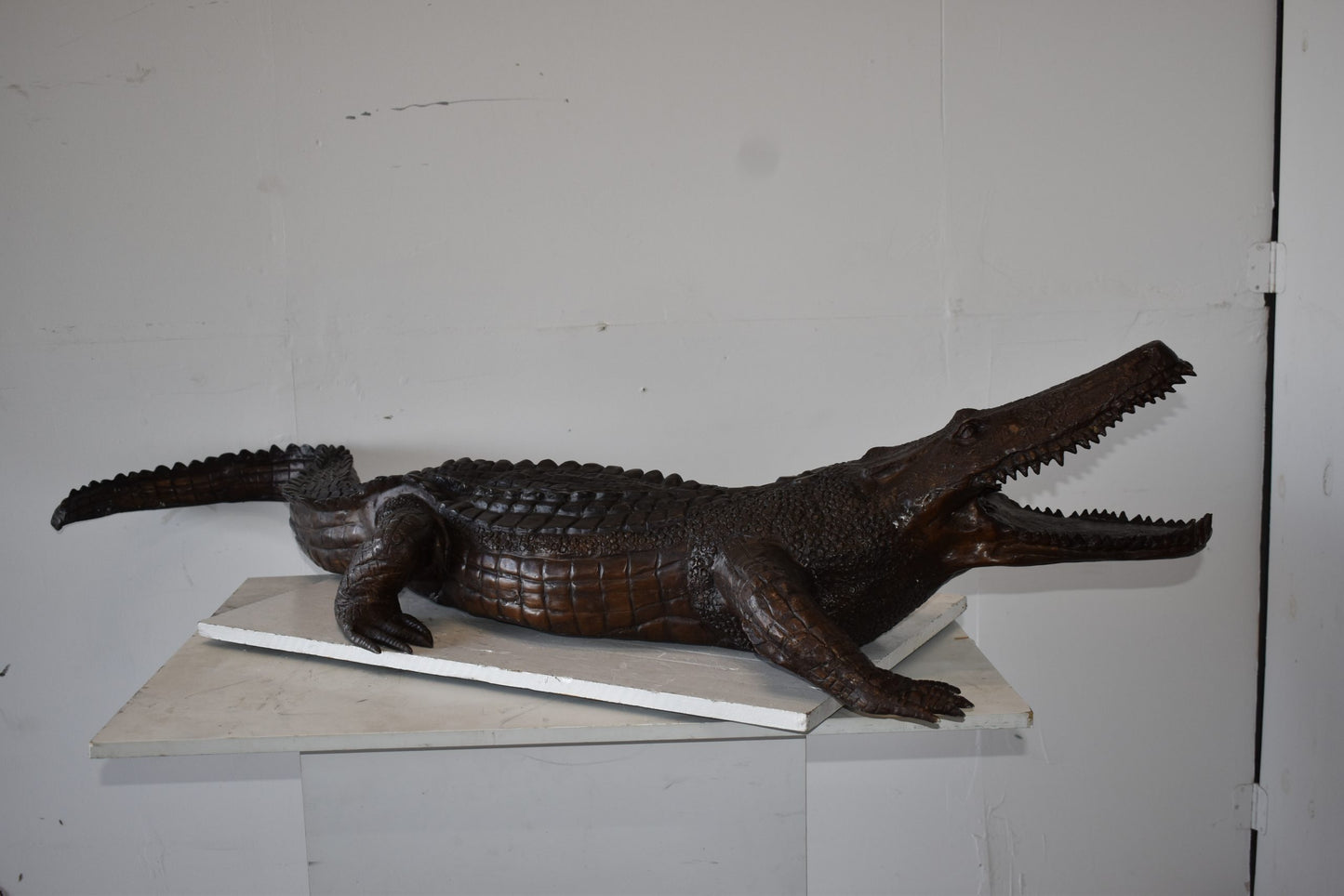 Large Crocodile Looking for His Prey Bronze Fountain Size: 78" x 24" x 14"H