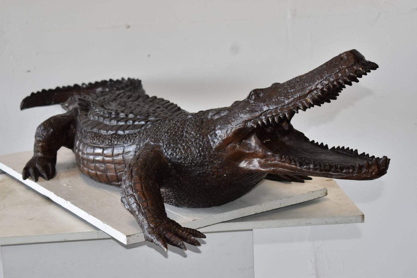 Large Crocodile Looking for His Prey Bronze Fountain Size: 78" x 24" x 14"H