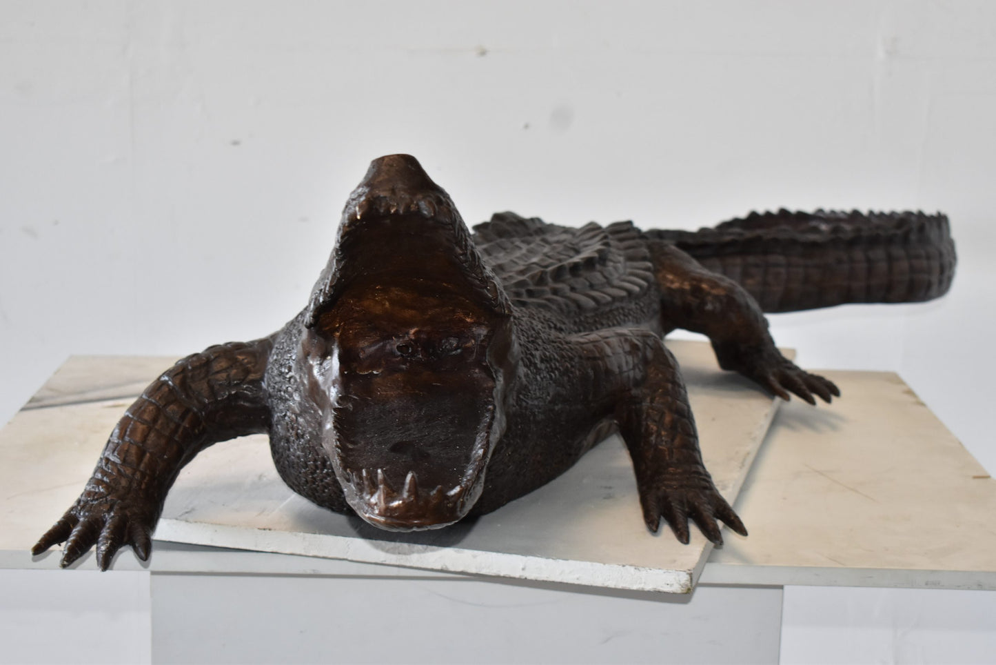 Large Crocodile Looking for His Prey Bronze Fountain Size: 78" x 24" x 14"H