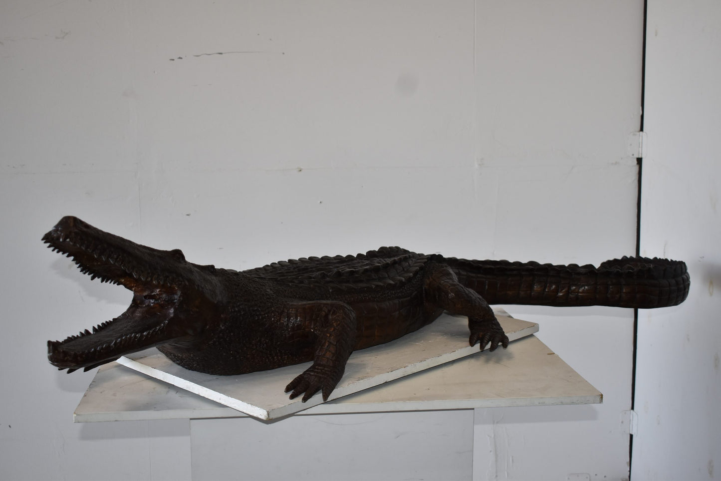 Large Crocodile Looking for His Prey Bronze Fountain Size: 78" x 24" x 14"H