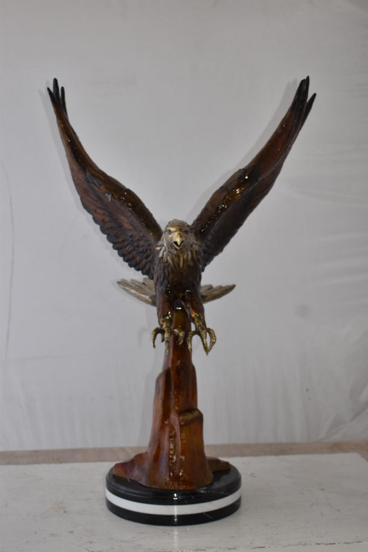 NIFAO Majestic American Bald Eagle Bronze Statue – Museum-Quality Handcrafted Sculpture with Powerful Detail and Symbolic Presence for Home, Office, or Nature-Inspired Décor – 29" L x 17" W x 28" H