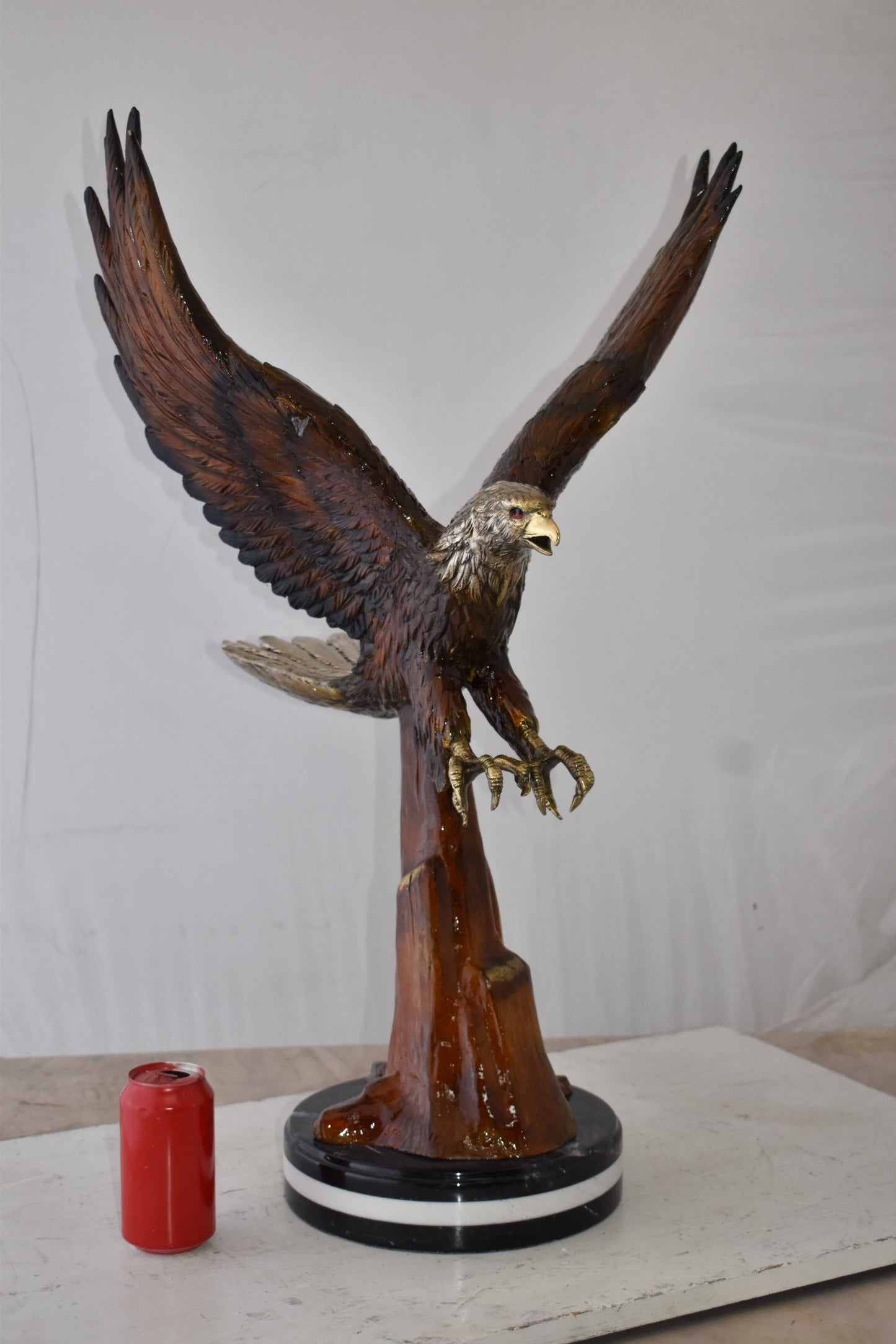 NIFAO Majestic American Bald Eagle Bronze Statue – Museum-Quality Handcrafted Sculpture with Powerful Detail and Symbolic Presence for Home, Office, or Nature-Inspired Décor – 29" L x 17" W x 28" H